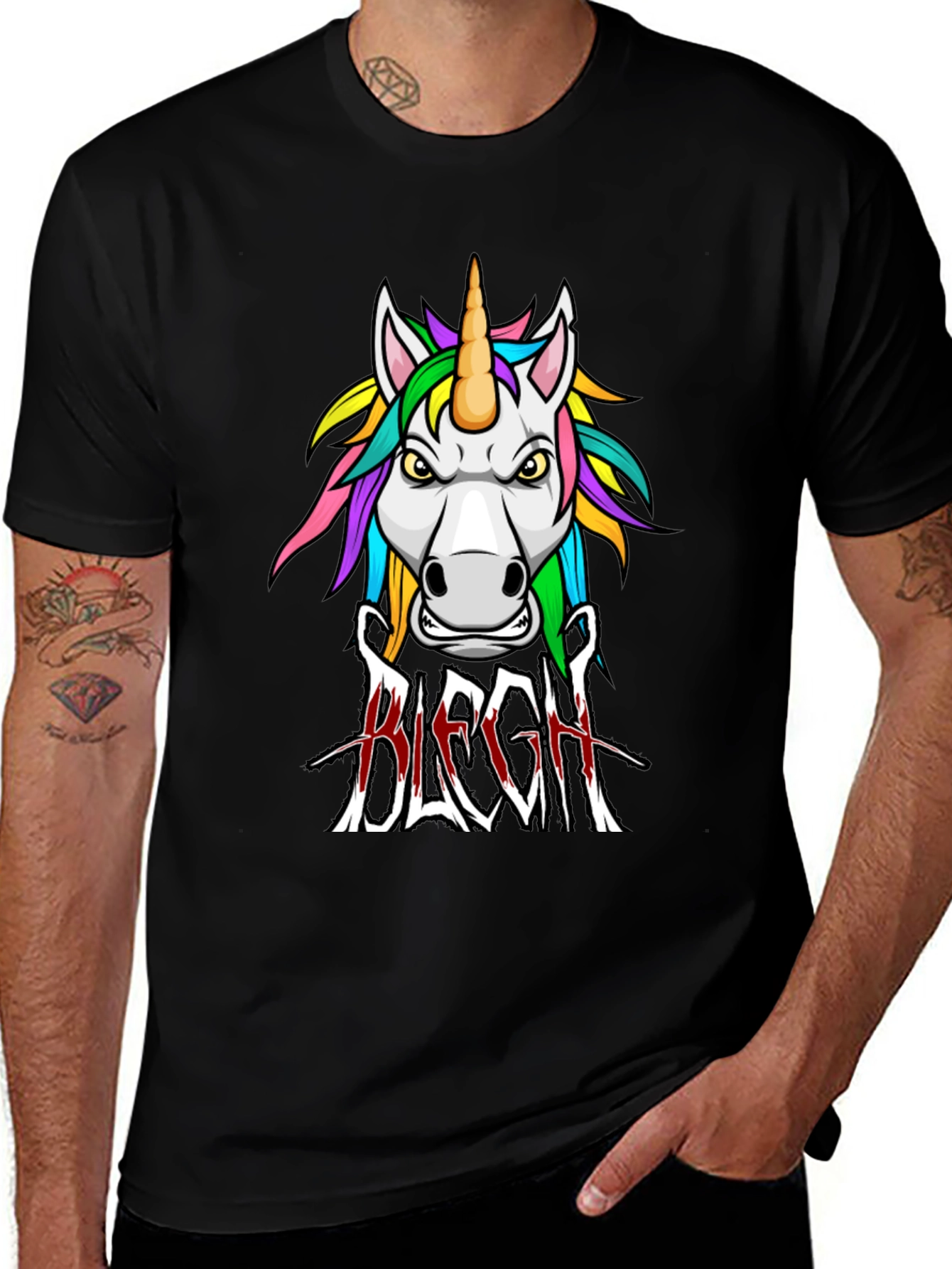 Unicorn BLEGH! Graphic Tee - Black