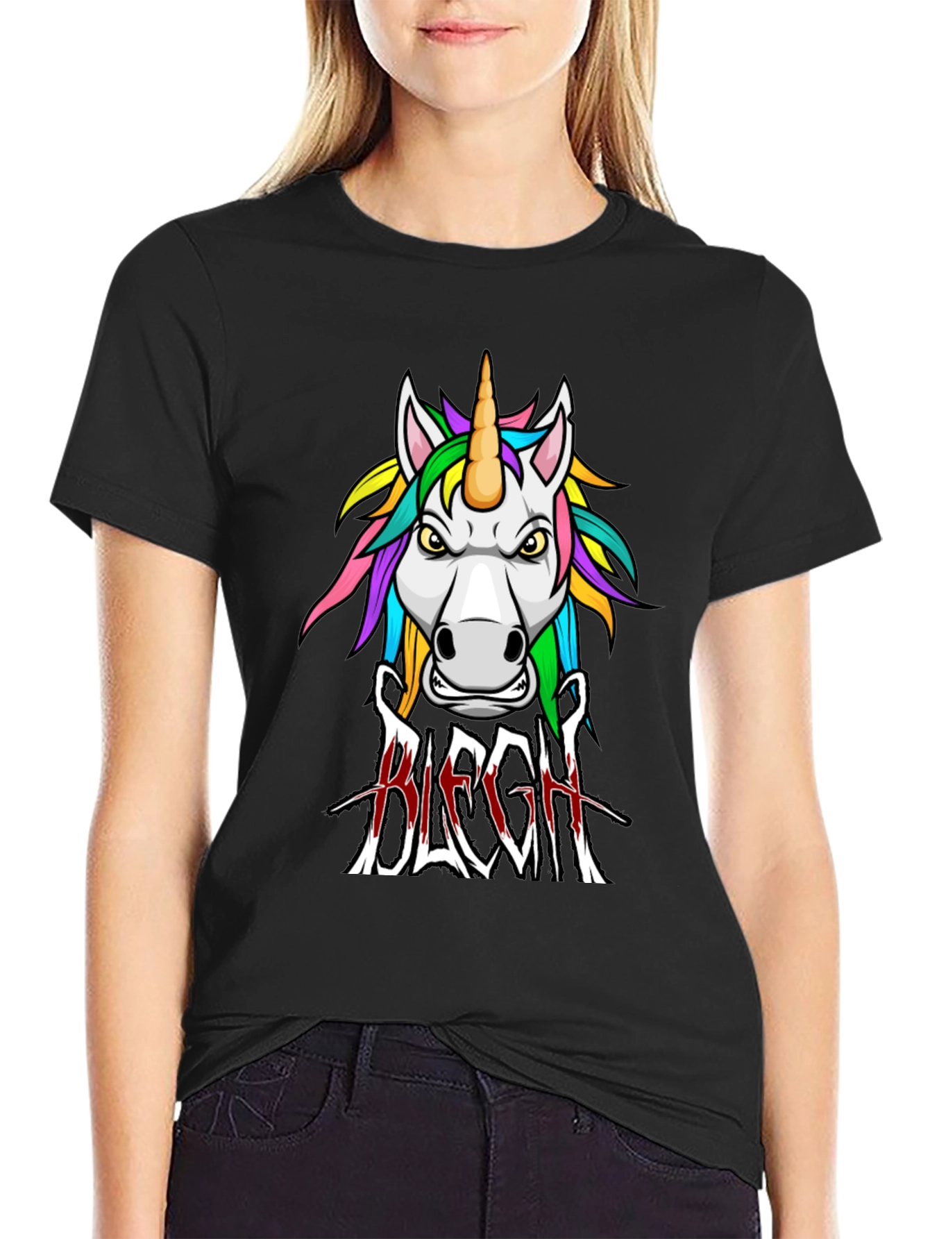 Unicorn BLEGH! Graphic Tee - Black