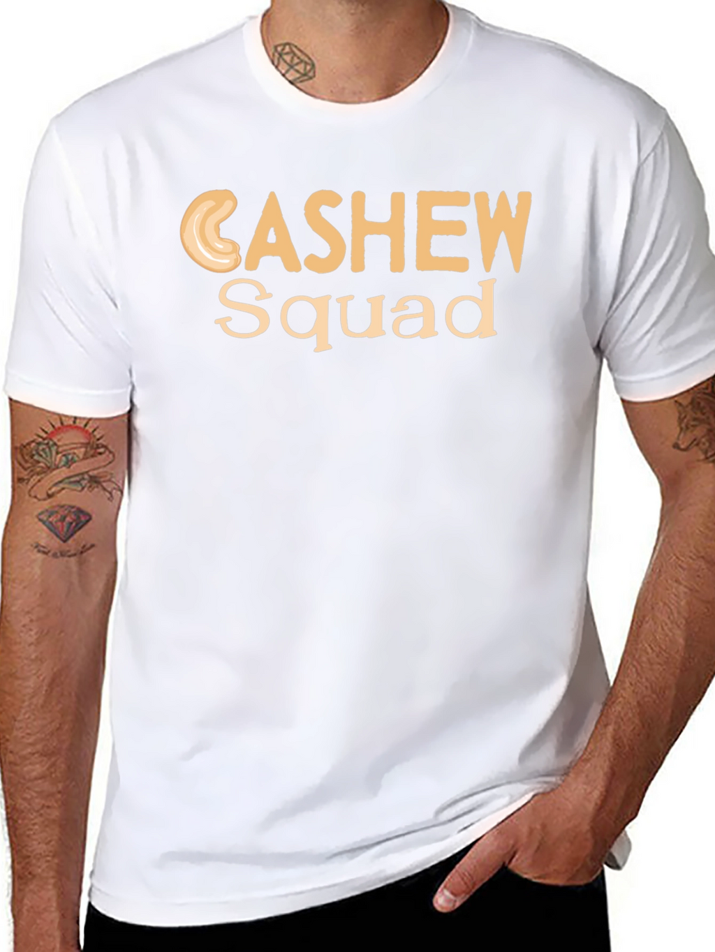 Cashew Squad Graphic Tee - Black Cotton T-Shirt