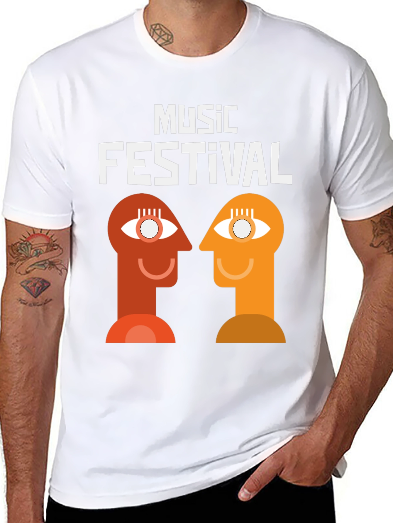 Music Festival Graphic Tee - Abstract Head Design