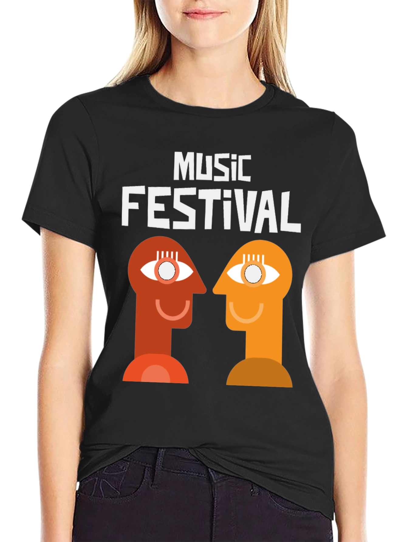 Music Festival Graphic Tee - Abstract Head Design