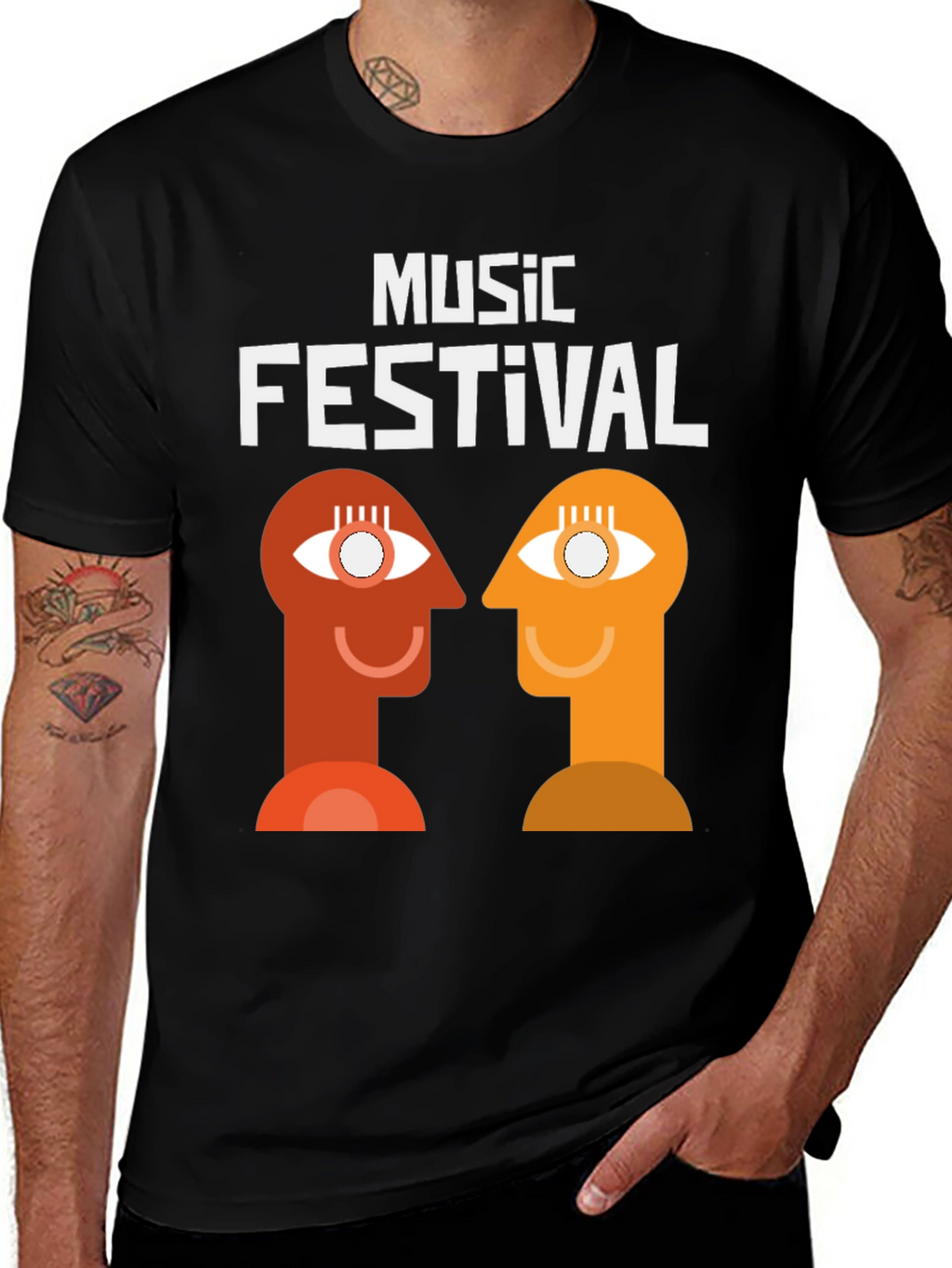 Music Festival Graphic Tee - Abstract Head Design