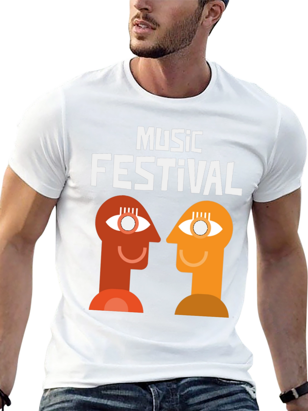 Music Festival Graphic Tee - Abstract Head Design