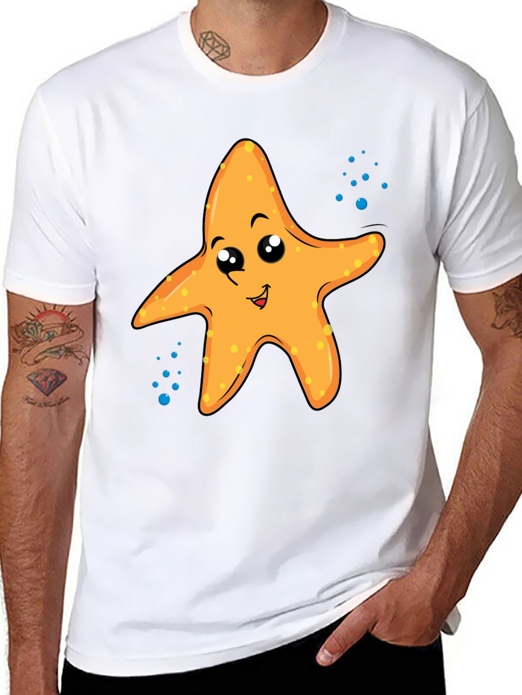Cute Starfish Graphic Tee - Black
