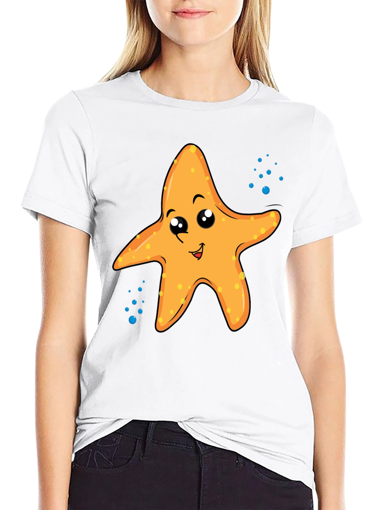 Cute Starfish Graphic Tee - Black