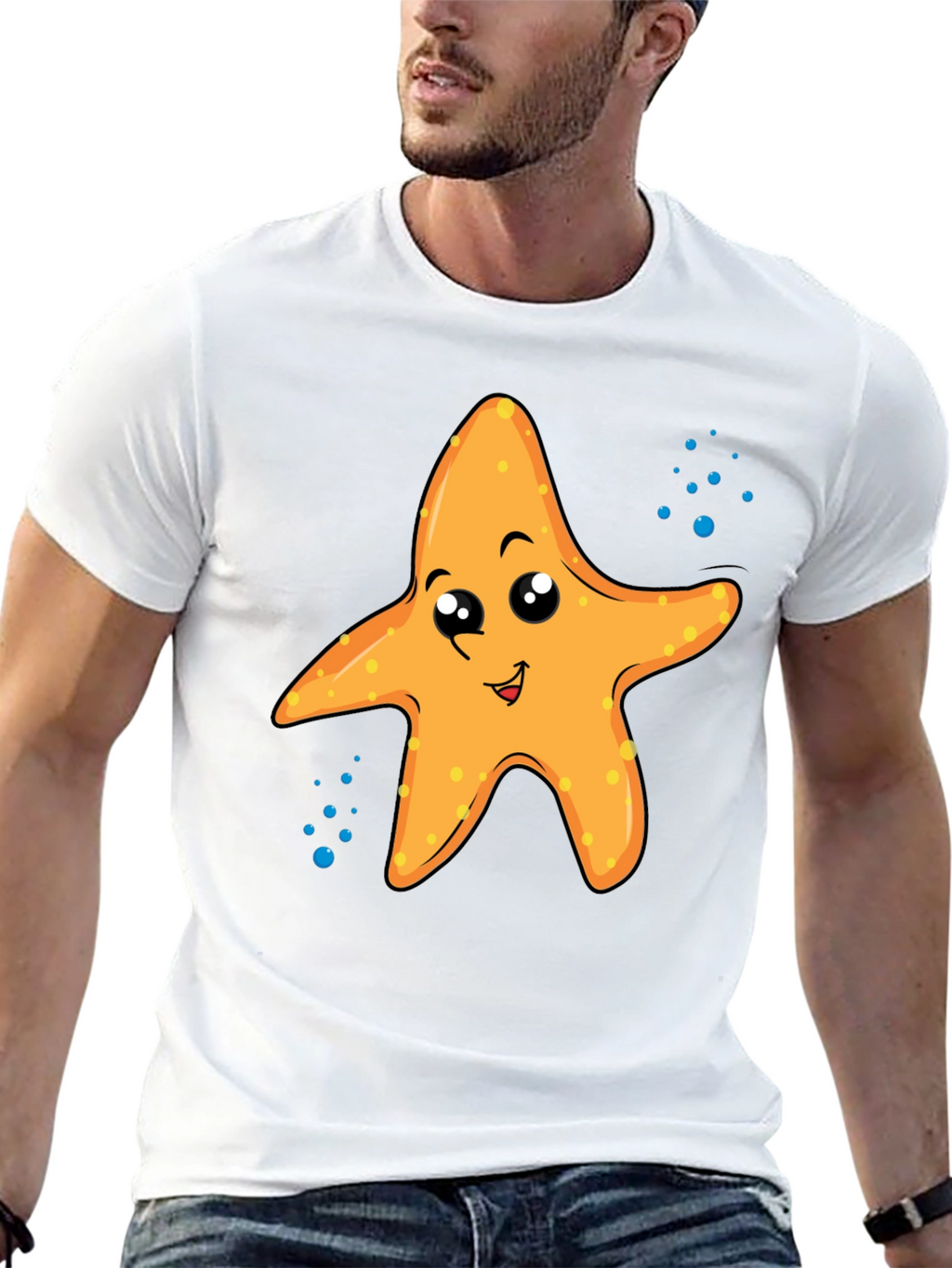 Cute Starfish Graphic Tee - Black