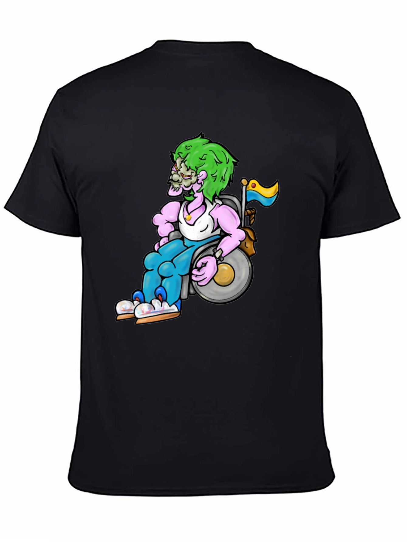 Unique Graphic Tee - Wheelchair Zombie Design