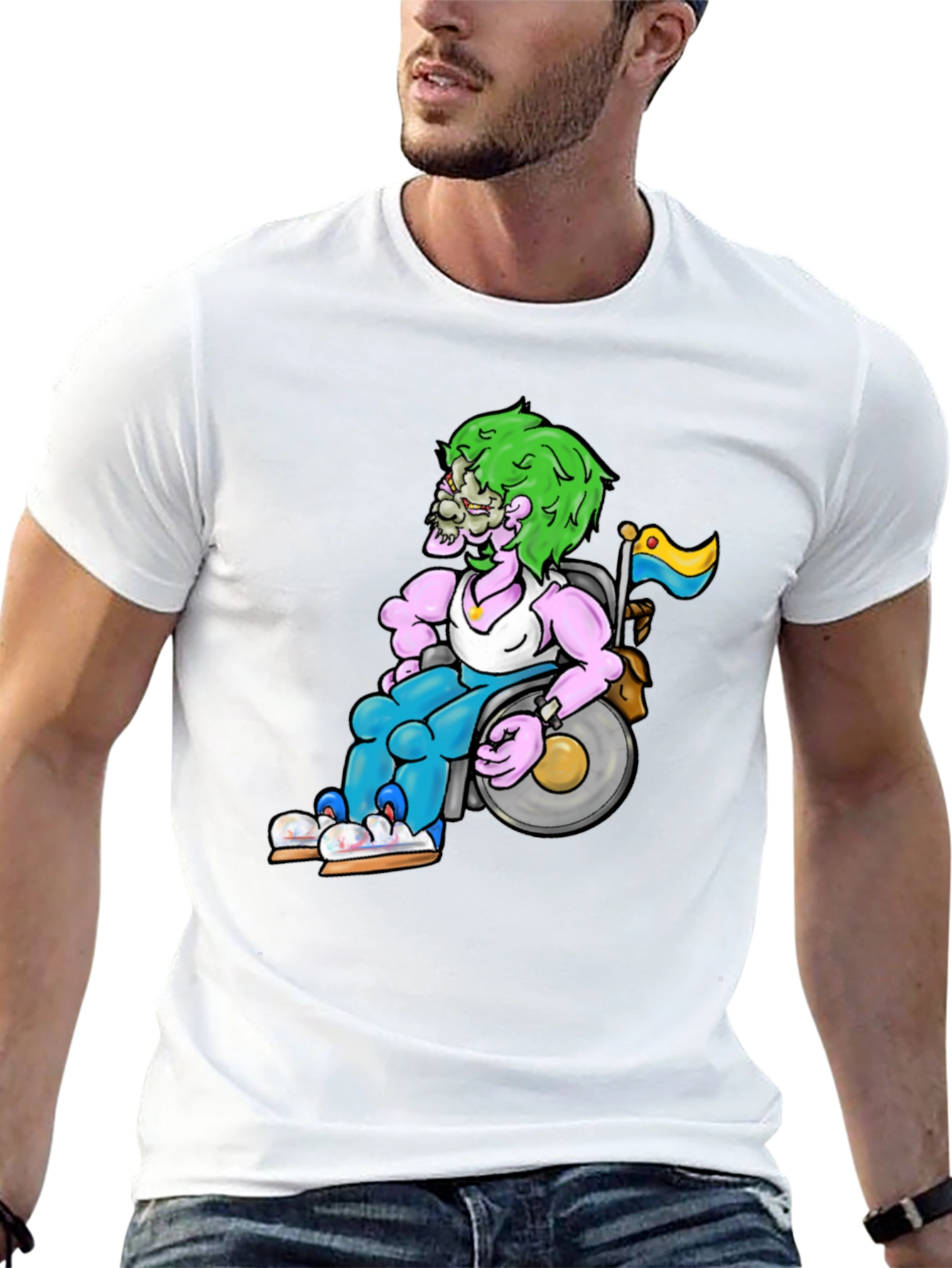 Unique Graphic Tee - Wheelchair Zombie Design