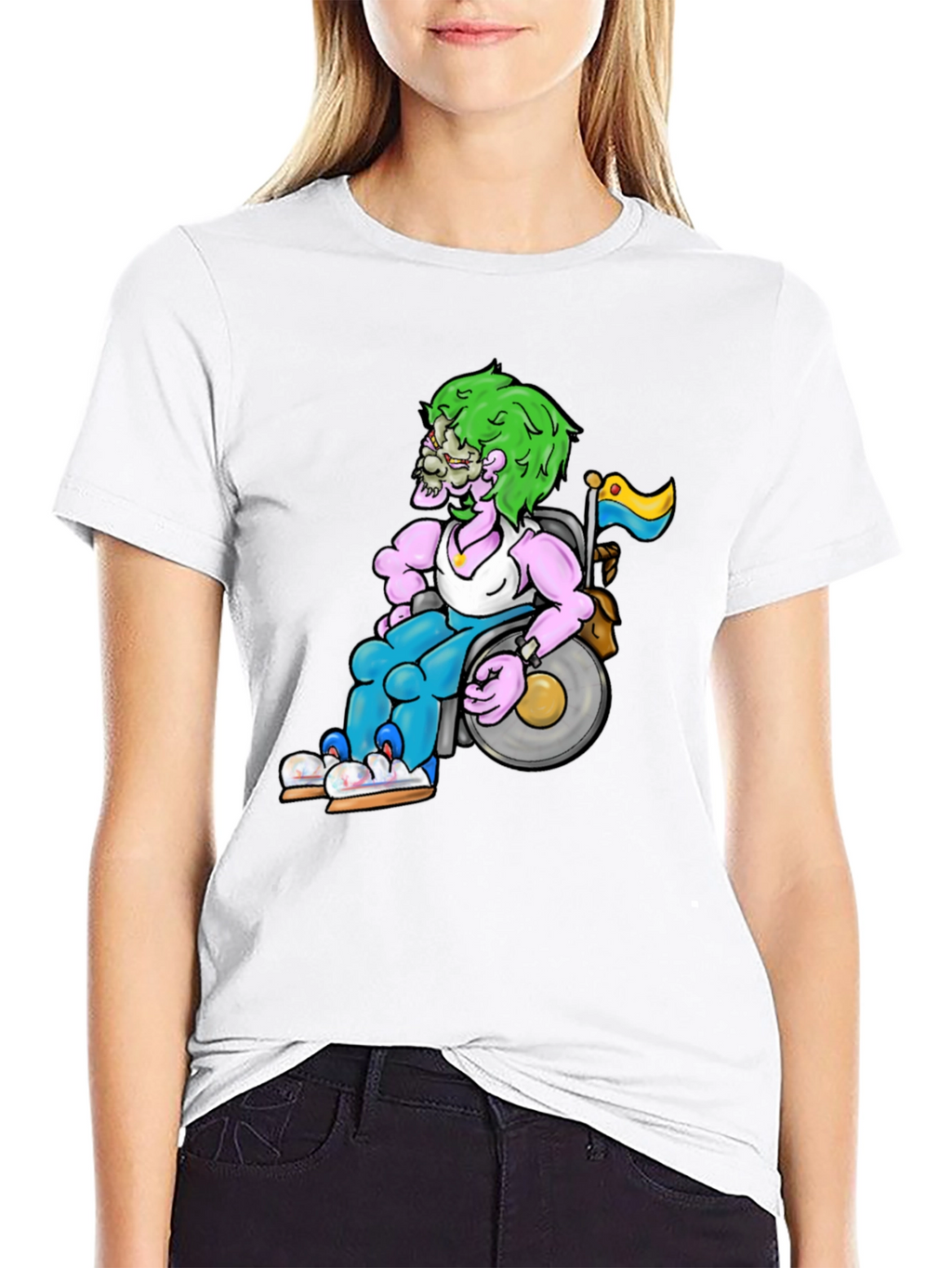 Unique Graphic Tee - Wheelchair Zombie Design