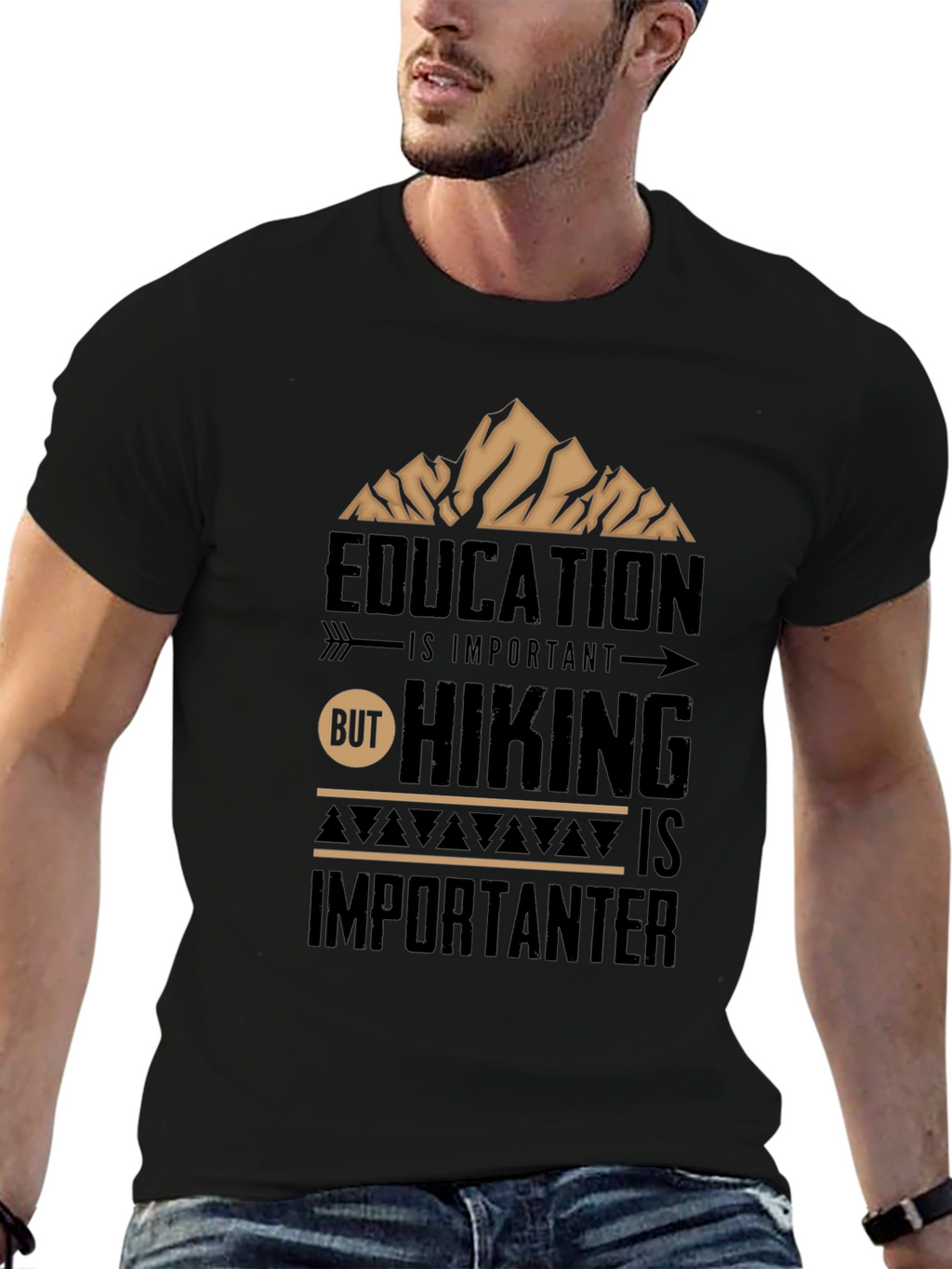 Hiking is Importanter Black T-Shirt
