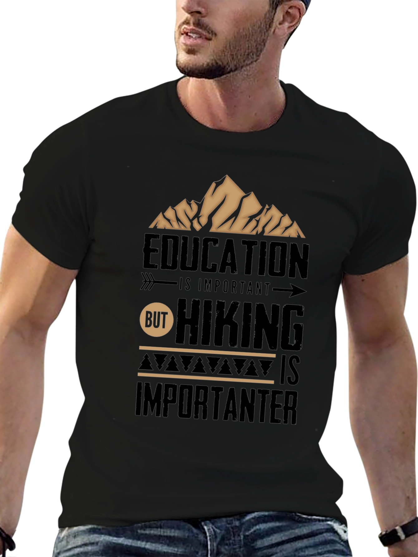 Hiking is Importanter Black T-Shirt