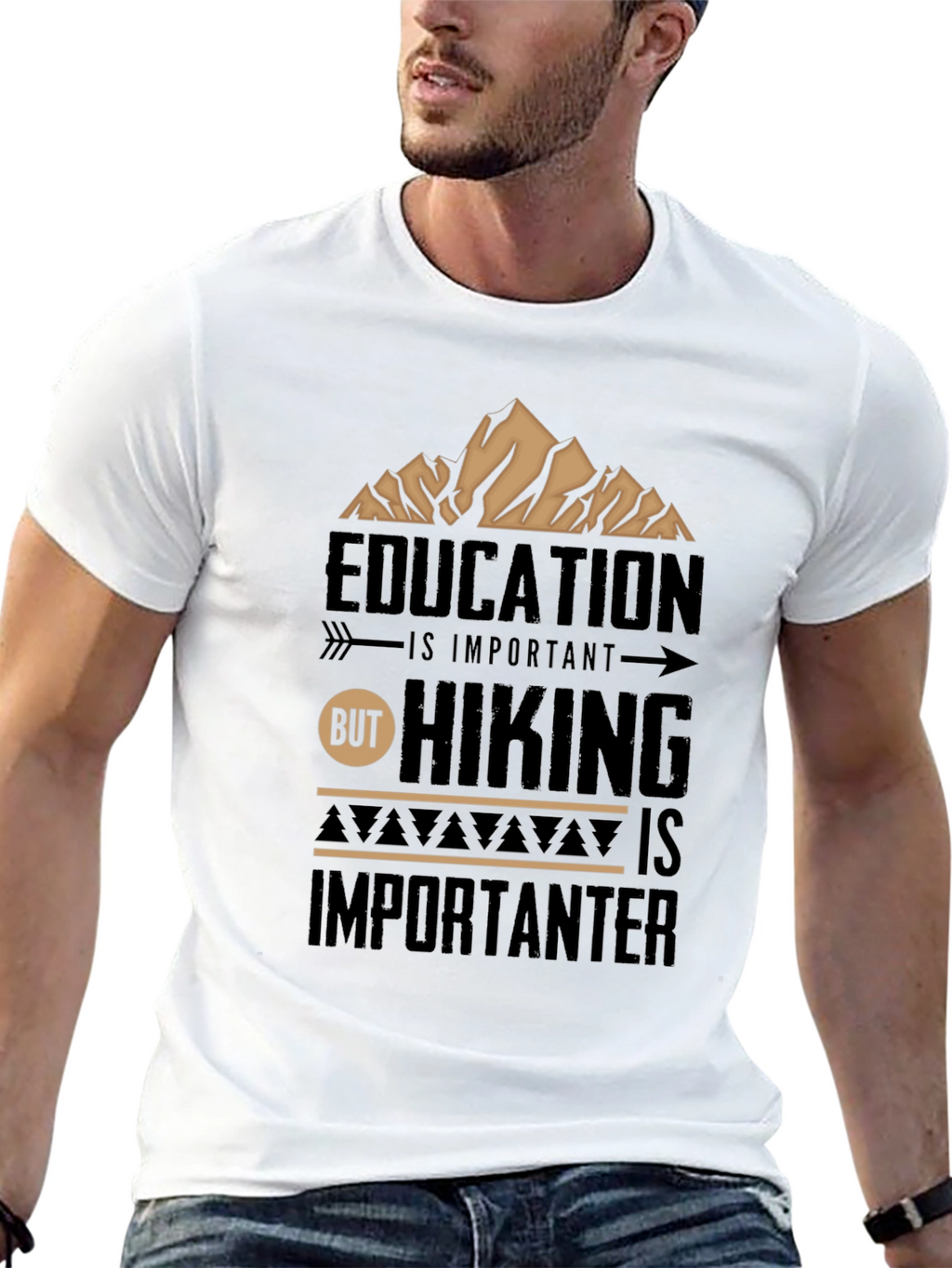 Hiking is Importanter Black T-Shirt