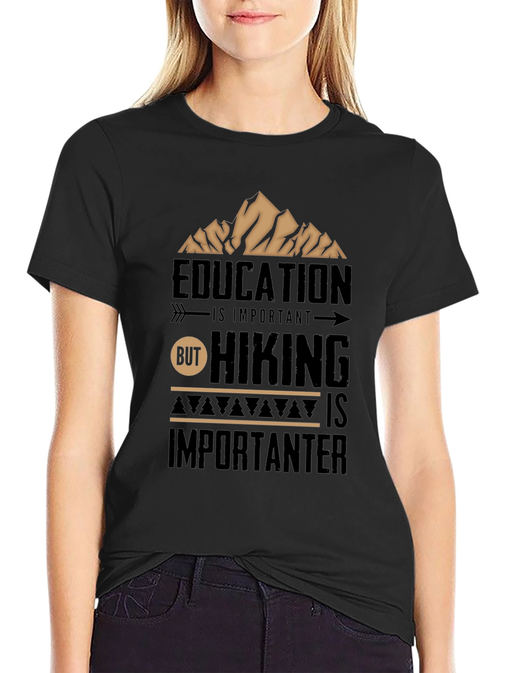 Hiking is Importanter Black T-Shirt