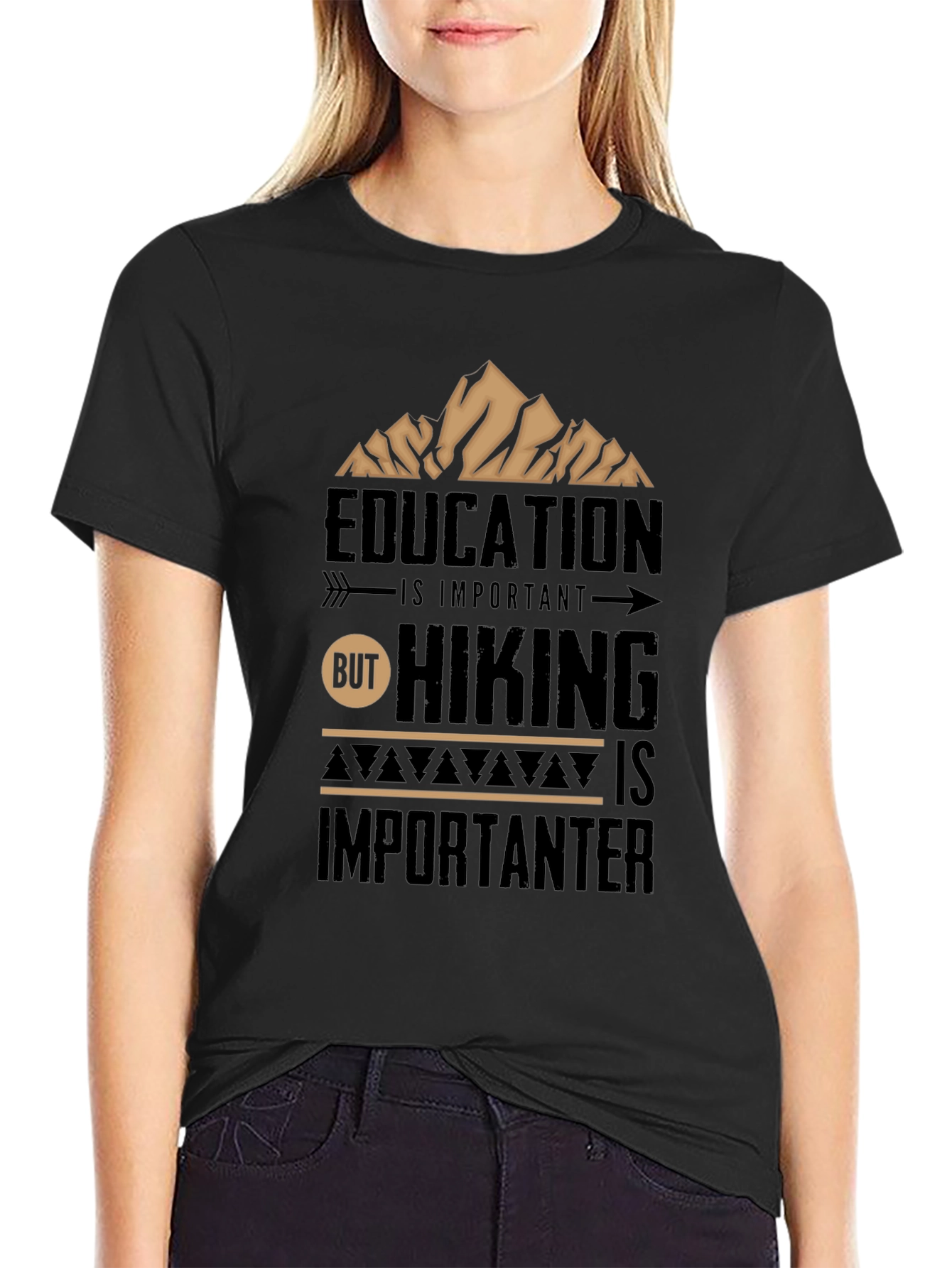 Hiking is Importanter Black T-Shirt