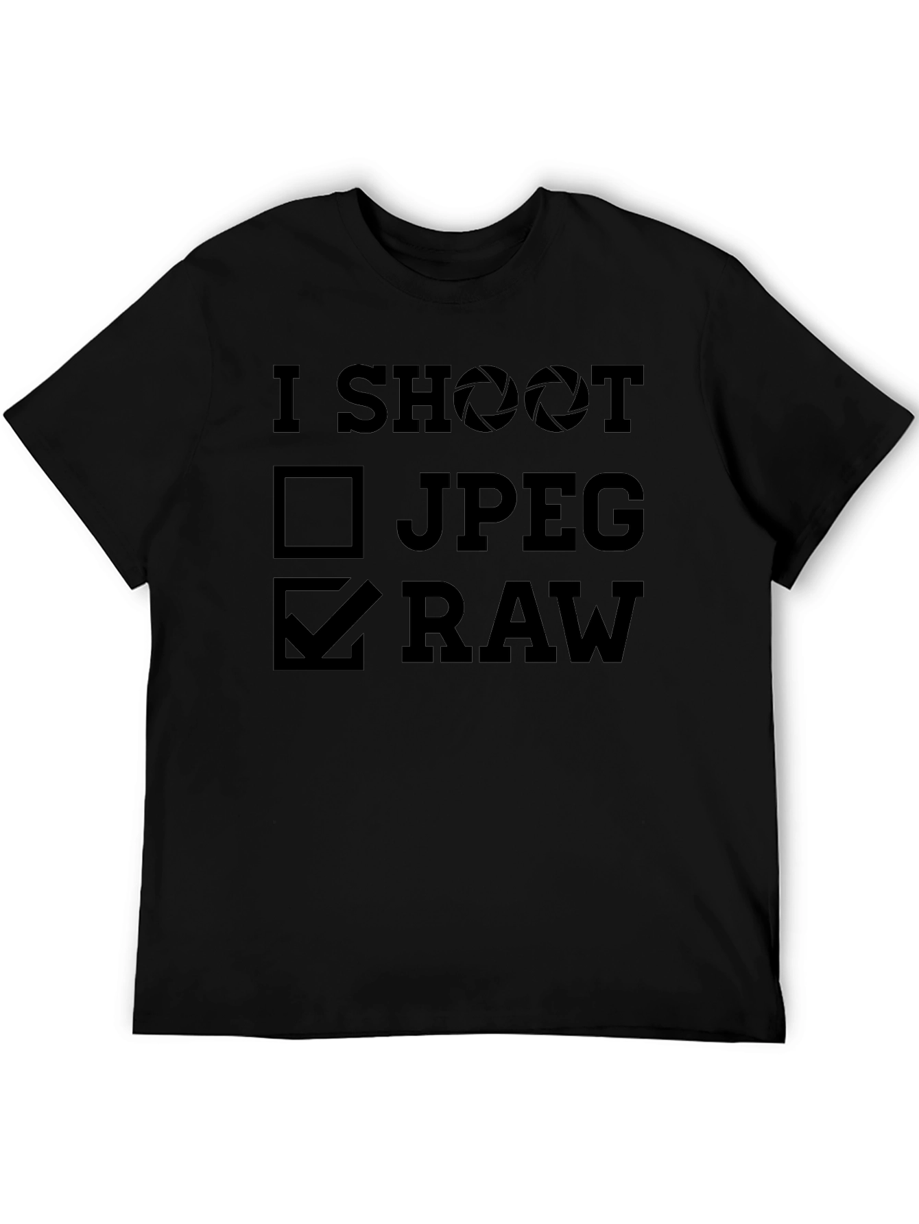 I Shoot RAW Black Graphic Tee - Photography Lover Shirt
