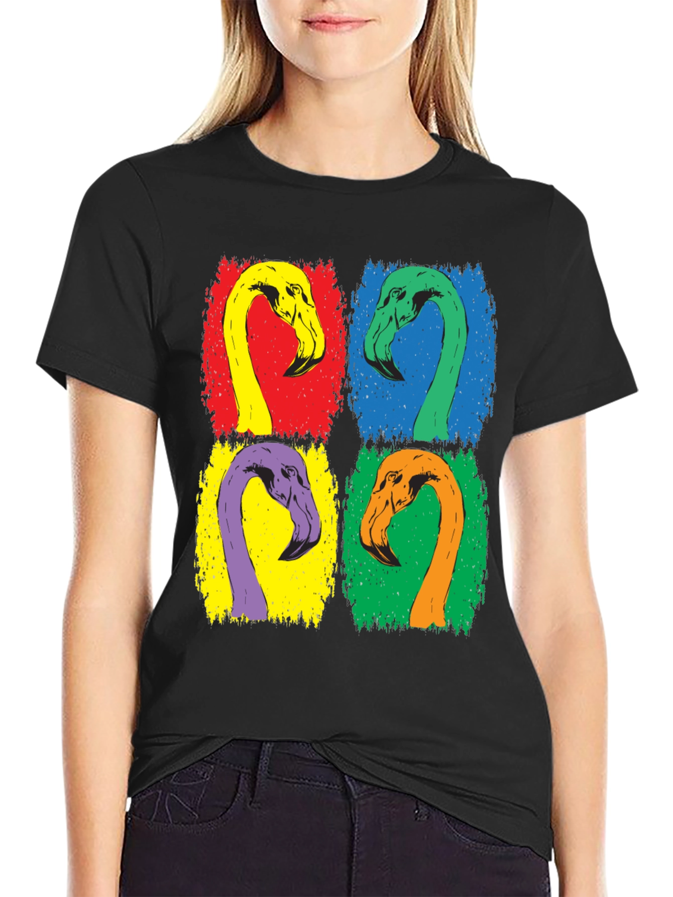 Colorful Flamingo Pop Art Graphic Tee