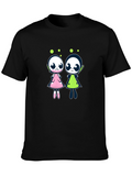 Cute Cartoon Alien Character Black T-Shirt