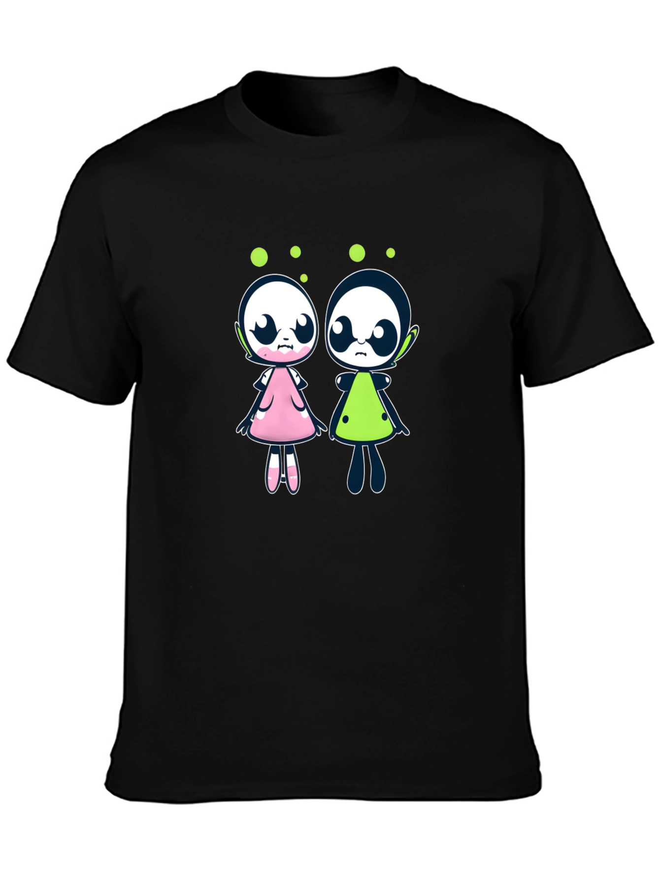 Cute Cartoon Alien Character Black T-Shirt