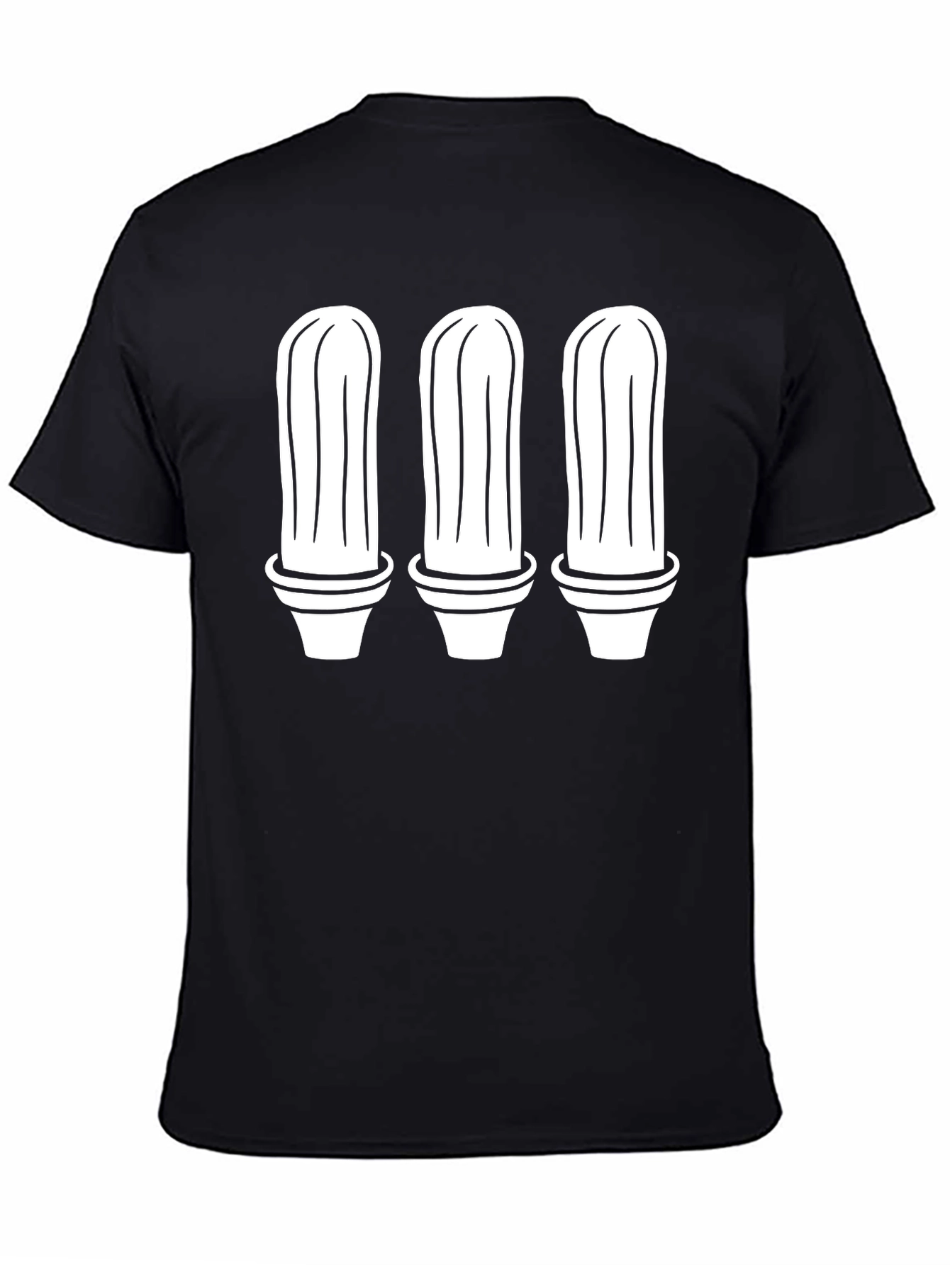 Cactus Trio Graphic Tee - Black Cotton T-Shirt