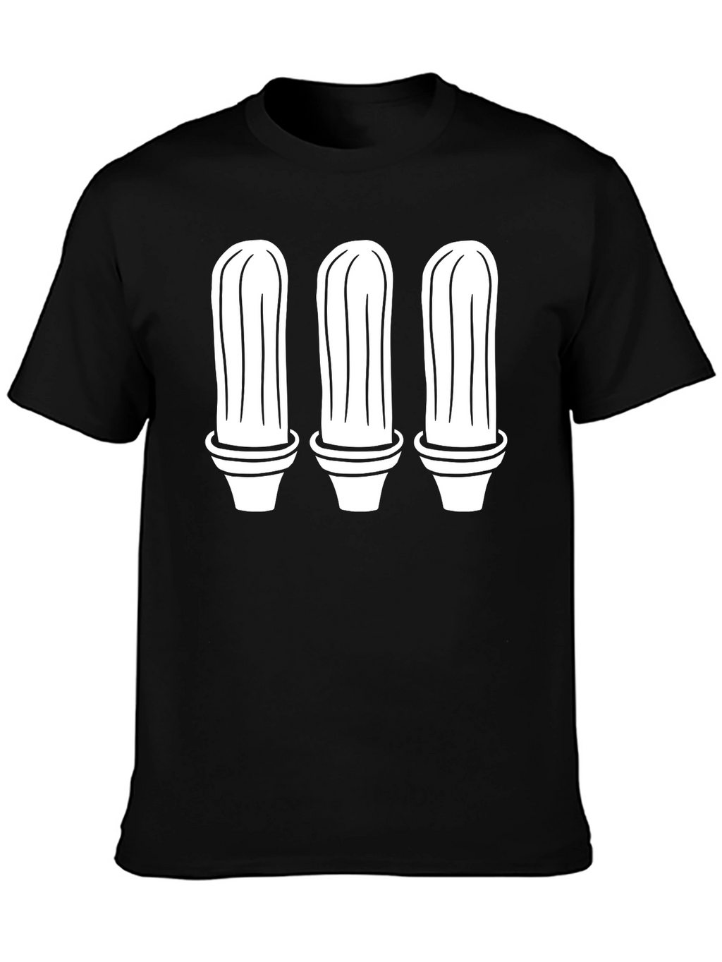 Cactus Trio Graphic Tee - Black Cotton T-Shirt