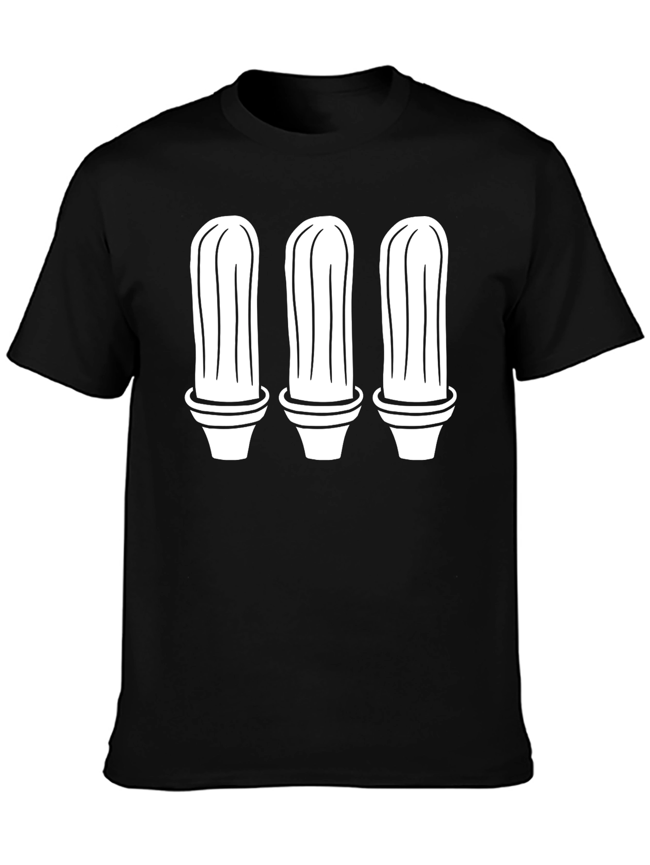 Cactus Trio Graphic Tee - Black Cotton T-Shirt