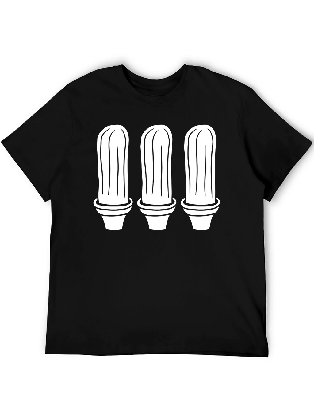Cactus Trio Graphic Tee - Black Cotton T-Shirt