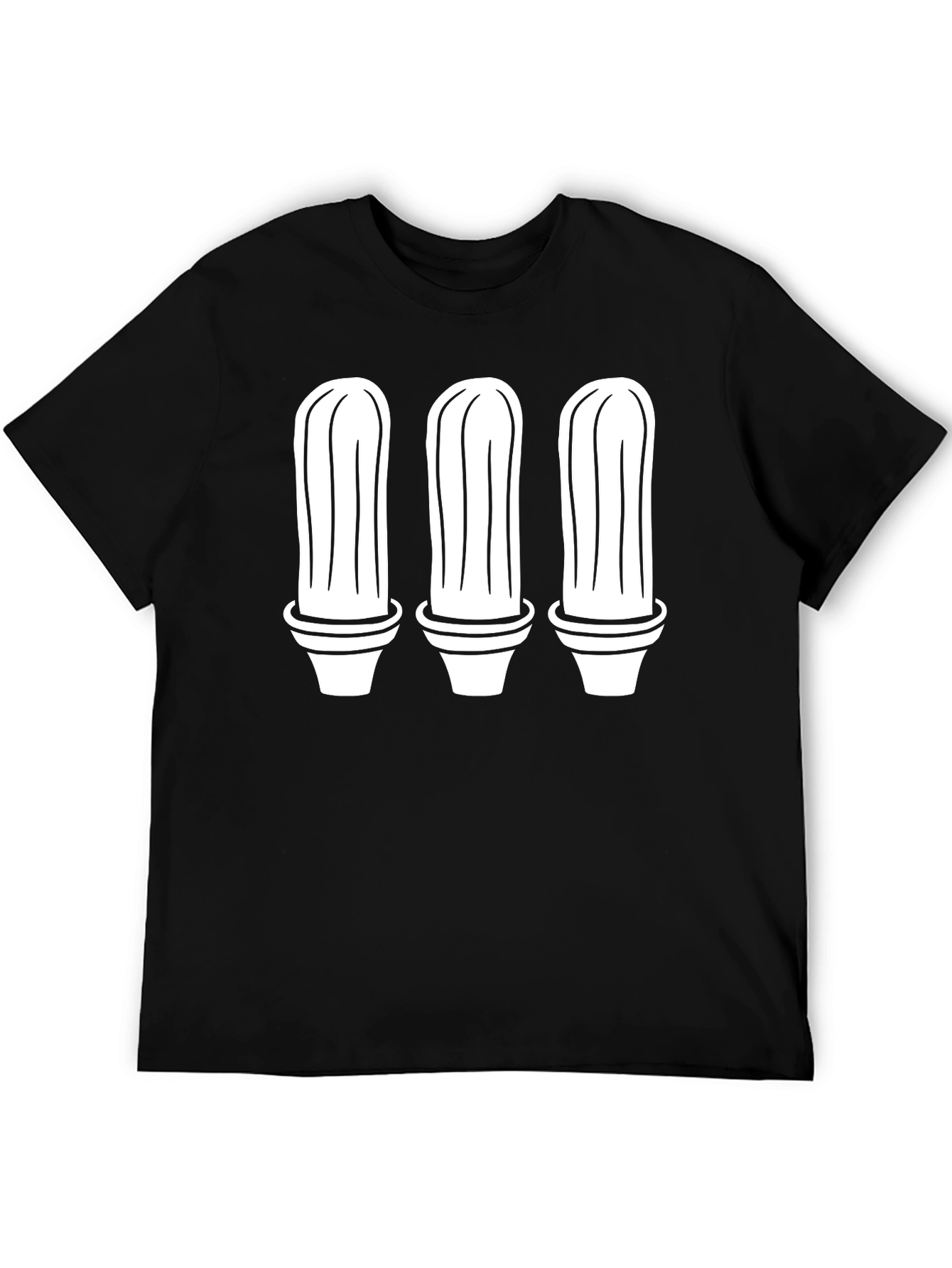 Cactus Trio Graphic Tee - Black Cotton T-Shirt