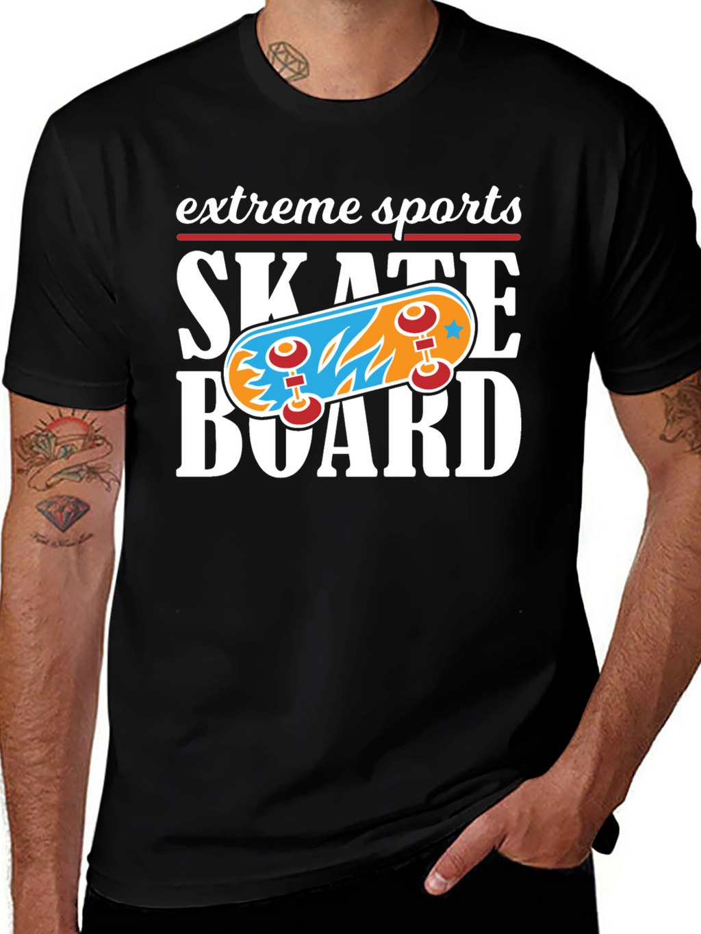 Extreme Sports Skateboard Graphic T-Shirt