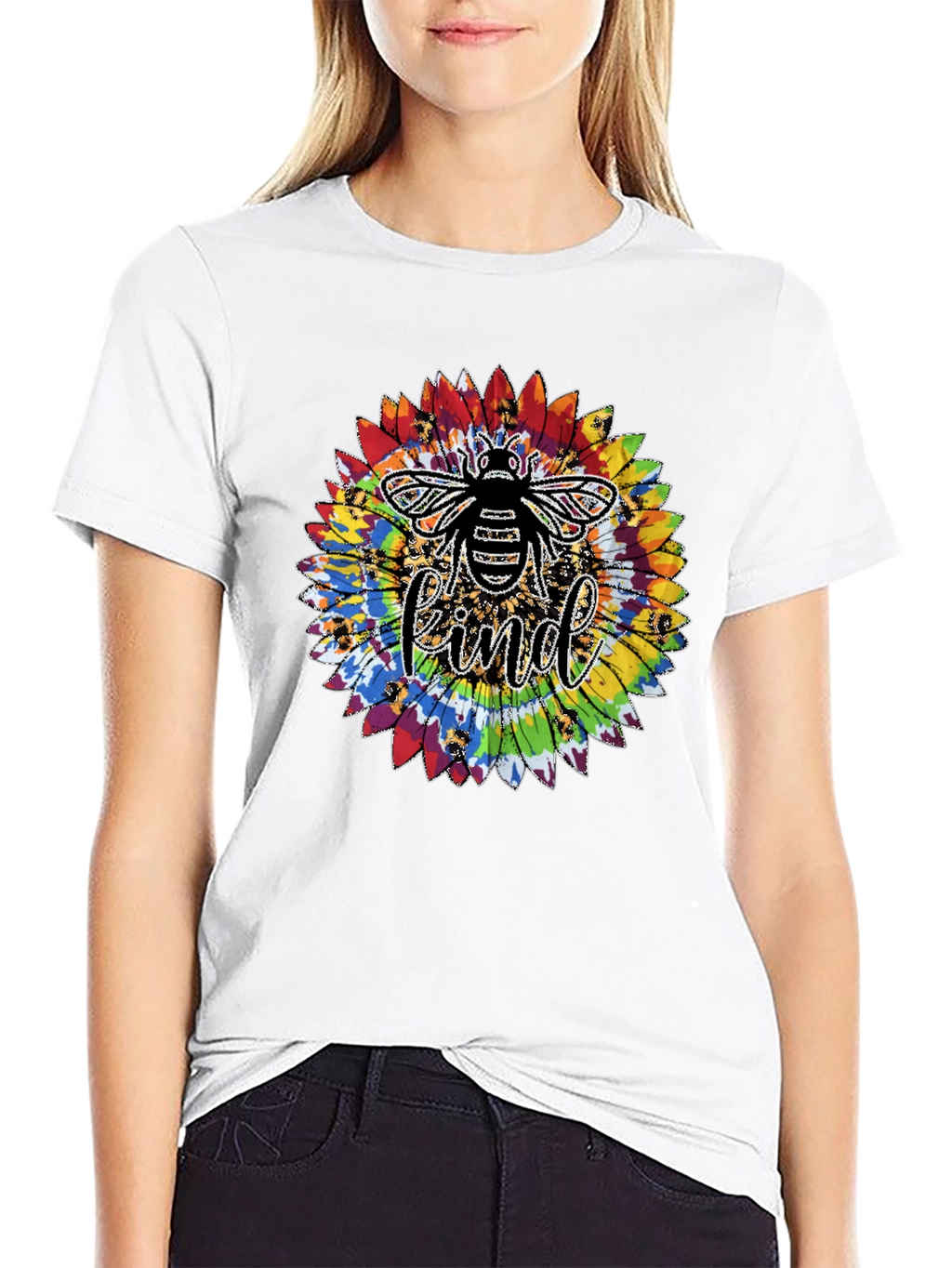 Kind Bee Tie-Dye Sunflower Graphic T-Shirt
