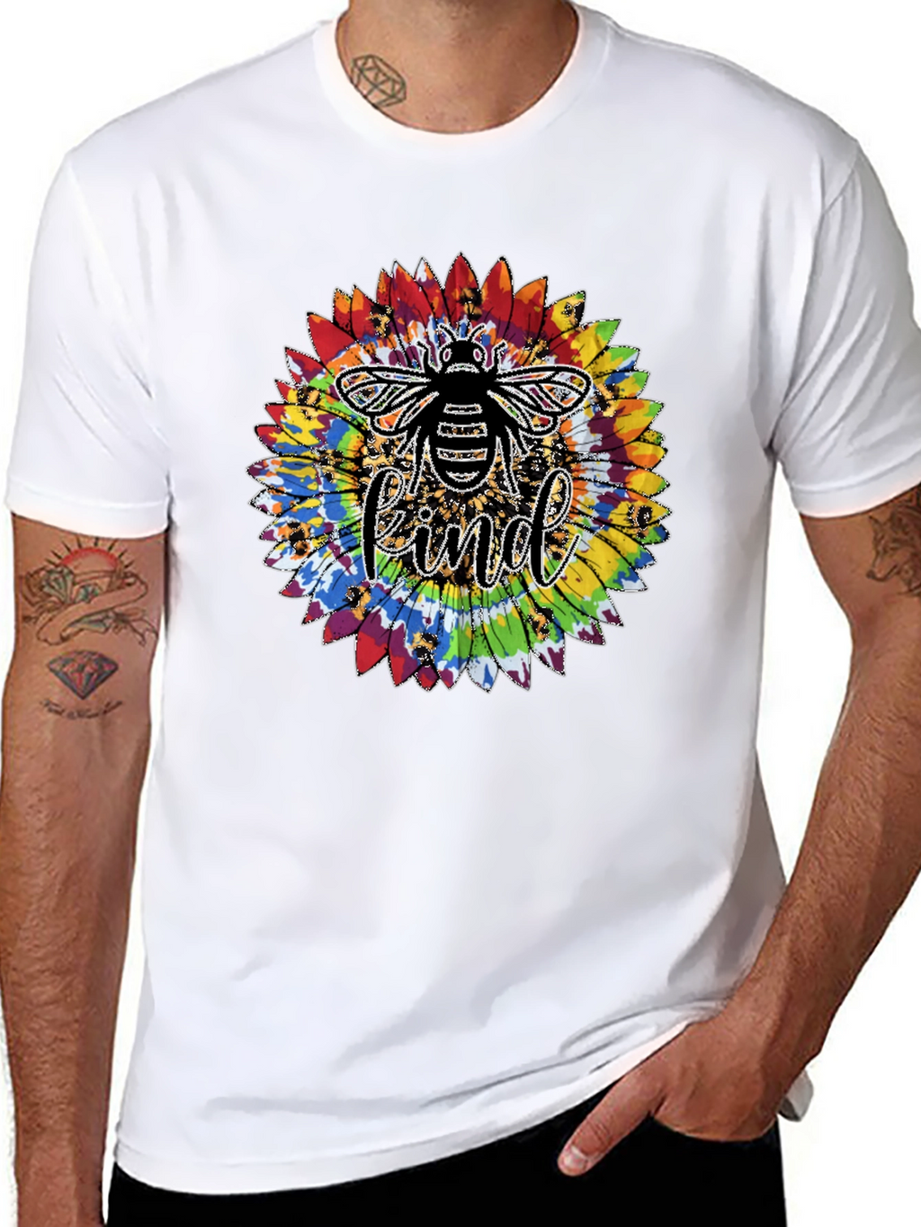 Kind Bee Tie-Dye Sunflower Graphic T-Shirt