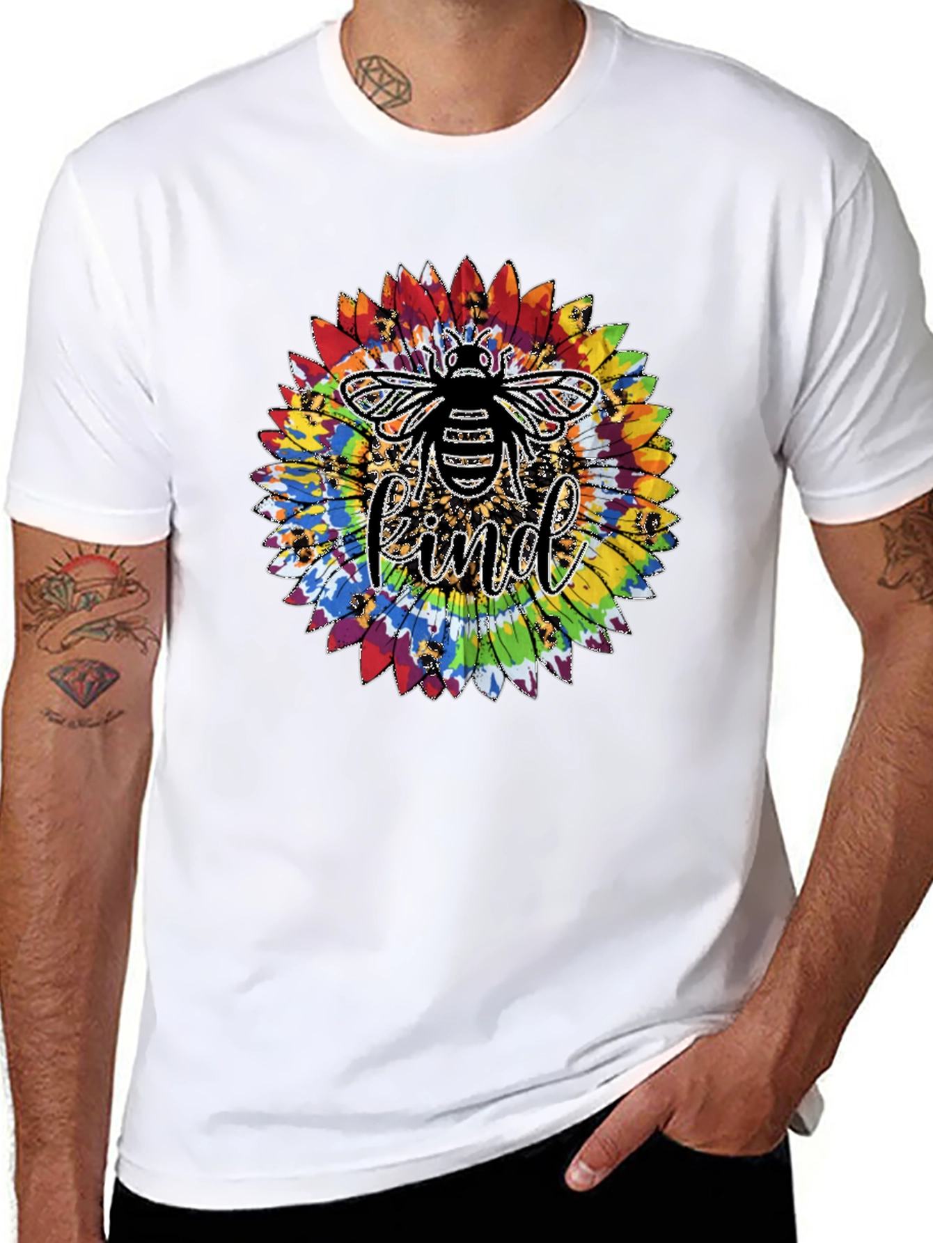 Kind Bee Tie-Dye Sunflower Graphic T-Shirt