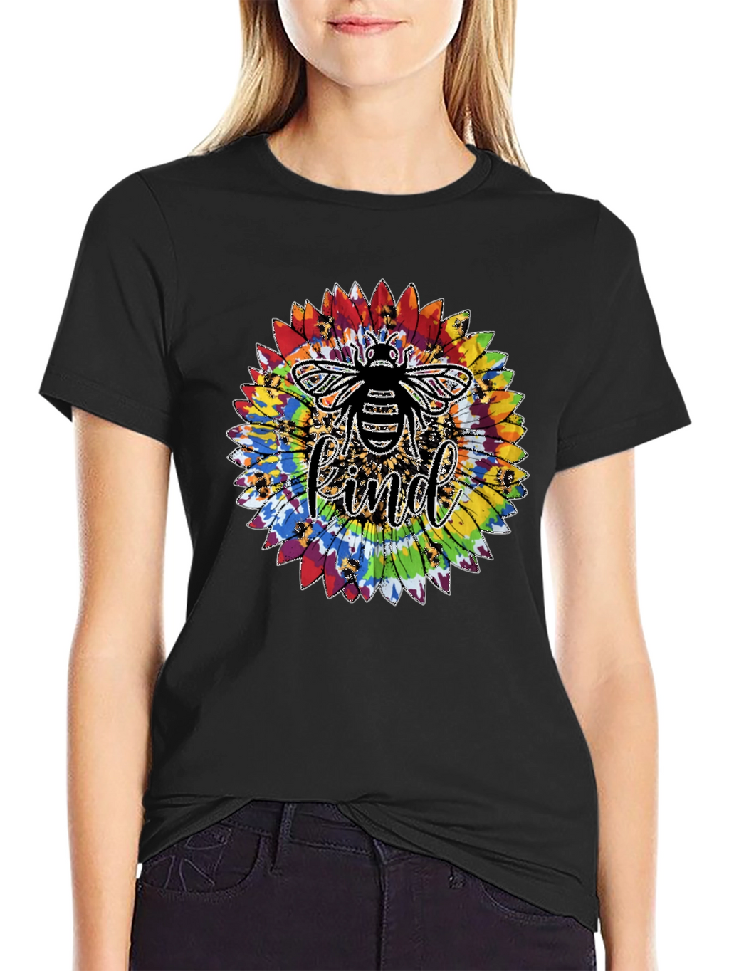 Kind Bee Tie-Dye Sunflower Graphic T-Shirt