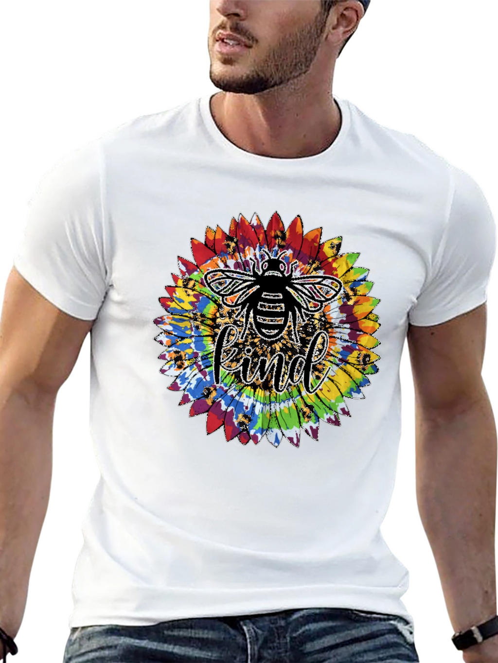 Kind Bee Tie-Dye Sunflower Graphic T-Shirt