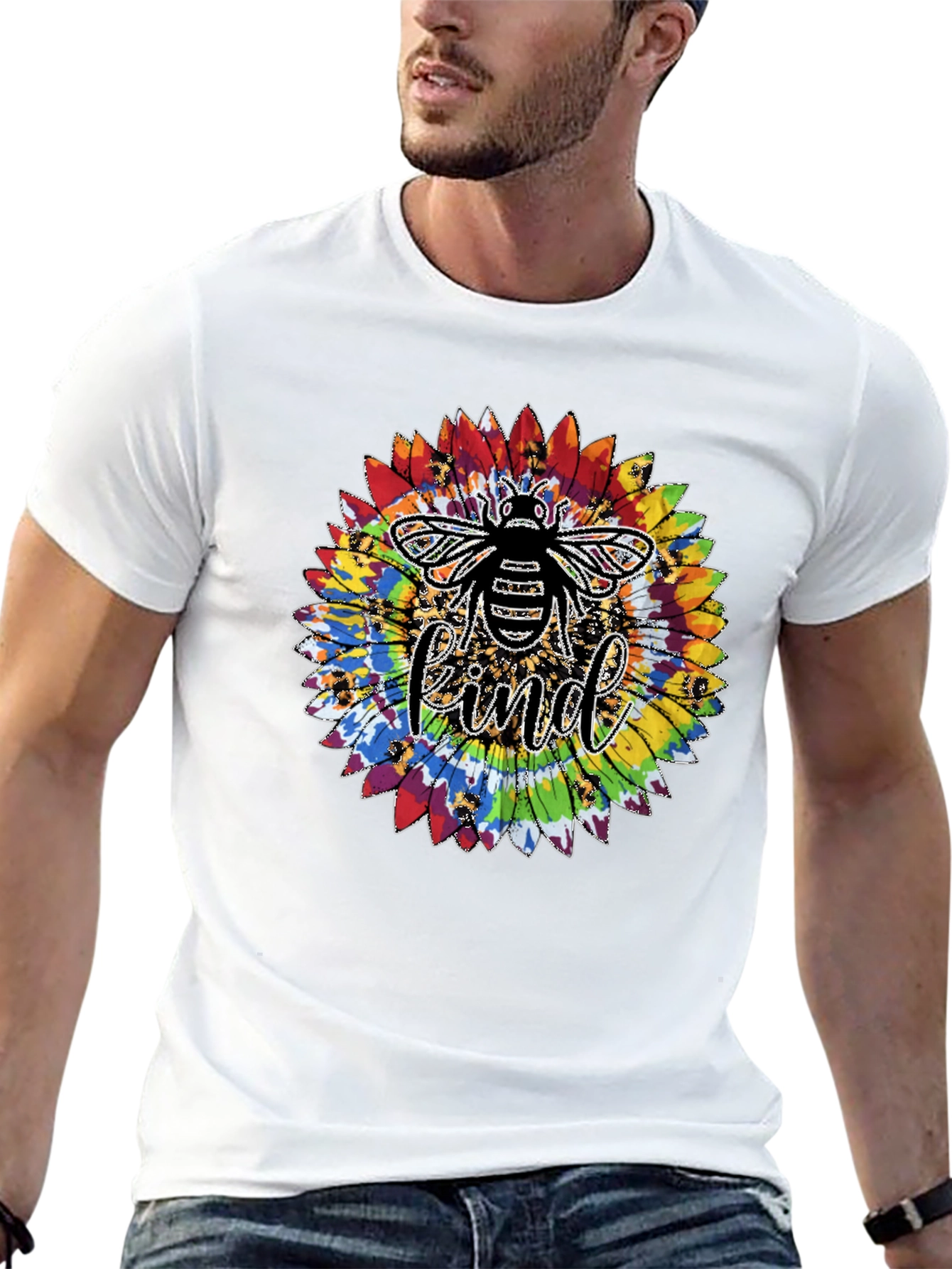 Kind Bee Tie-Dye Sunflower Graphic T-Shirt