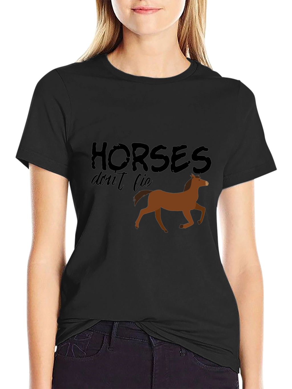 Horses Dont Lie Black Graphic Tee