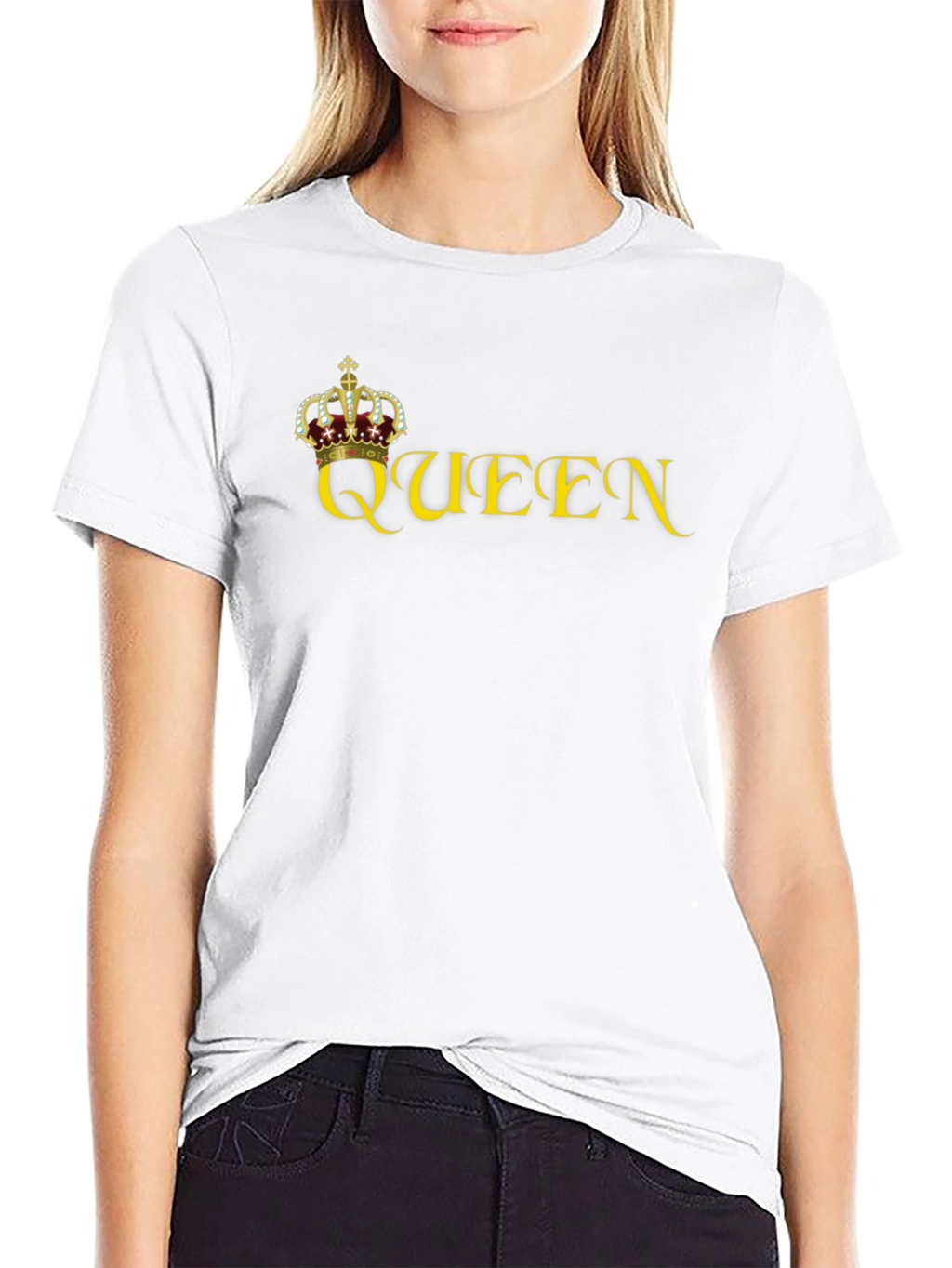 Queen Crown Graphic Print Tee - Black