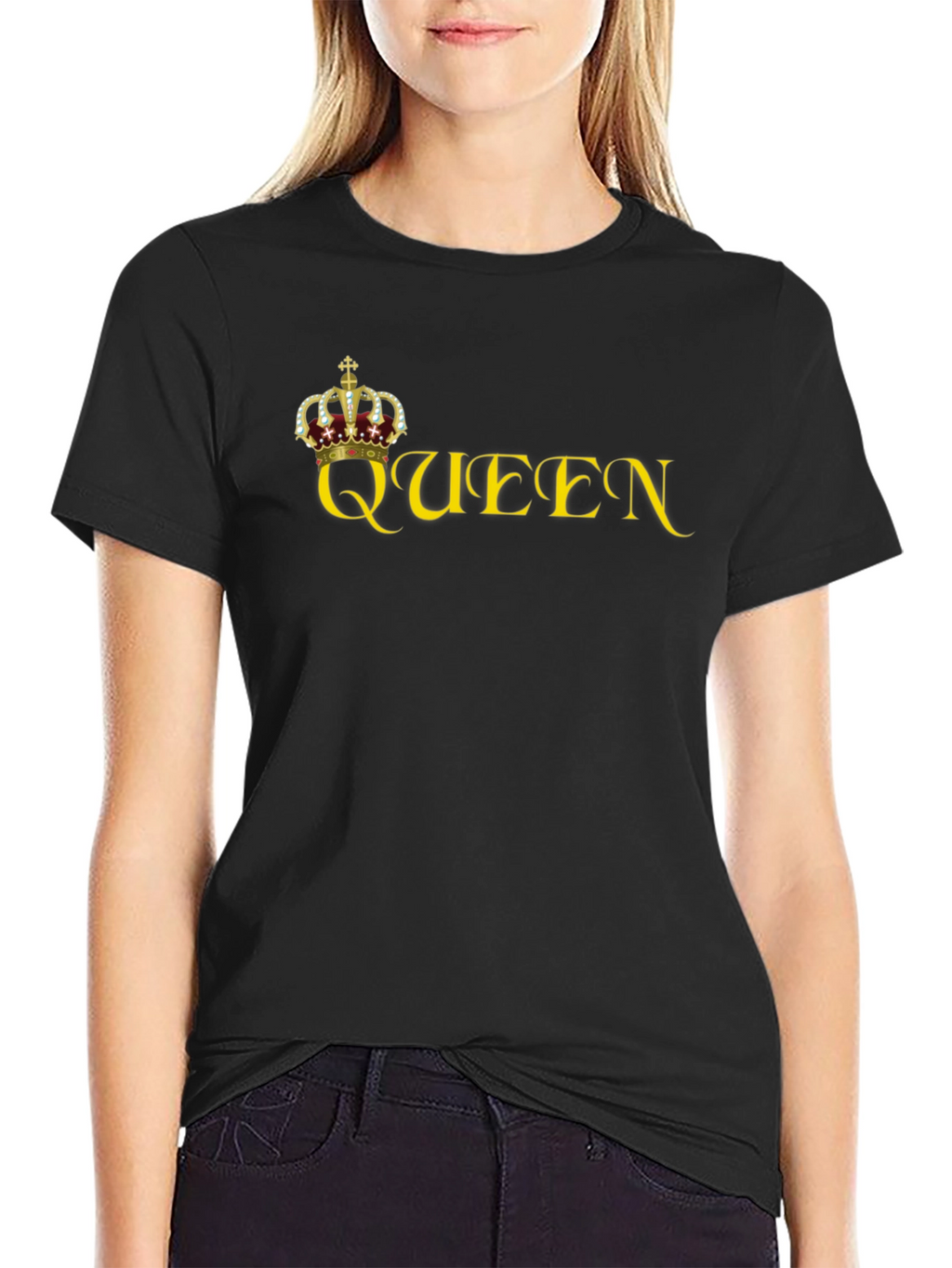Queen Crown Graphic Print Tee - Black