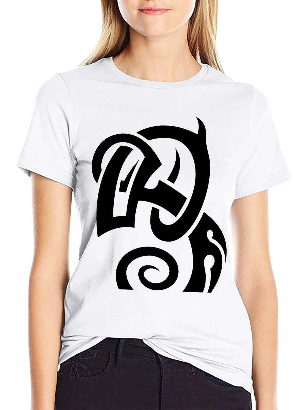 Black Graphic Tee - Abstract Design