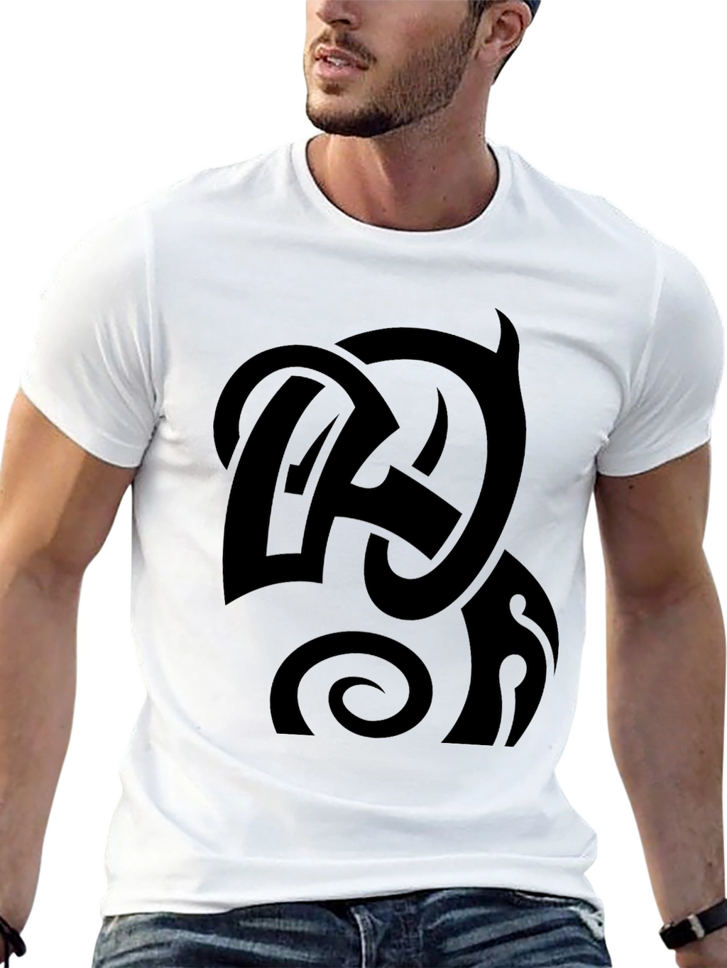 Black Graphic Tee - Abstract Design