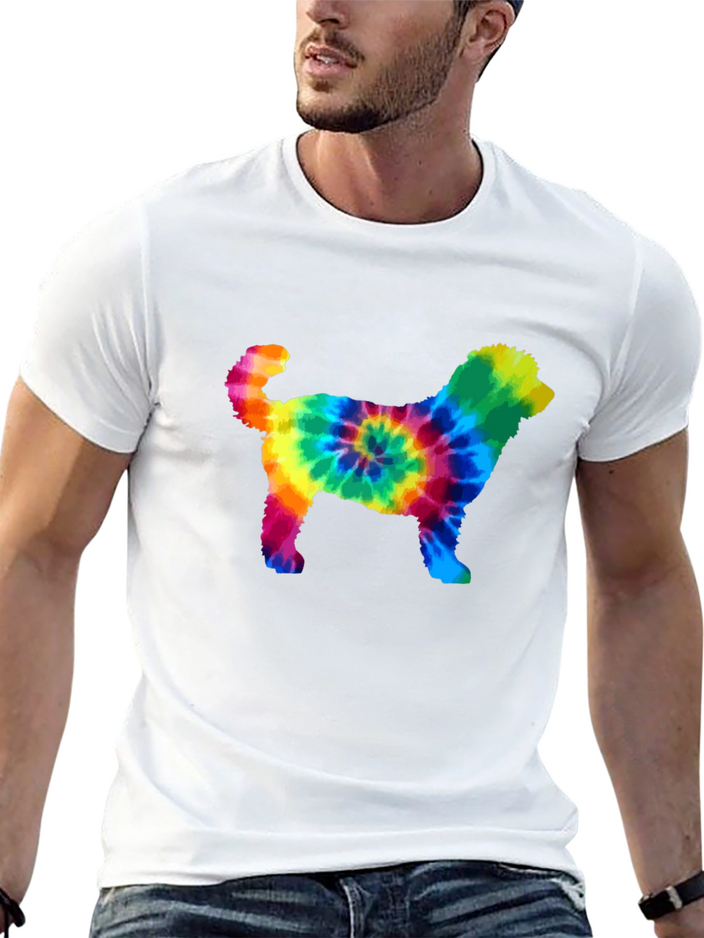 Tie Dye Dog Silhouette Graphic Tee