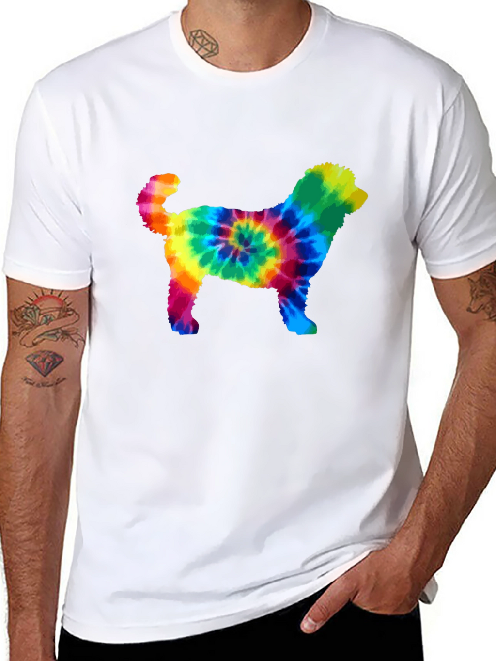 Tie Dye Dog Silhouette Graphic Tee