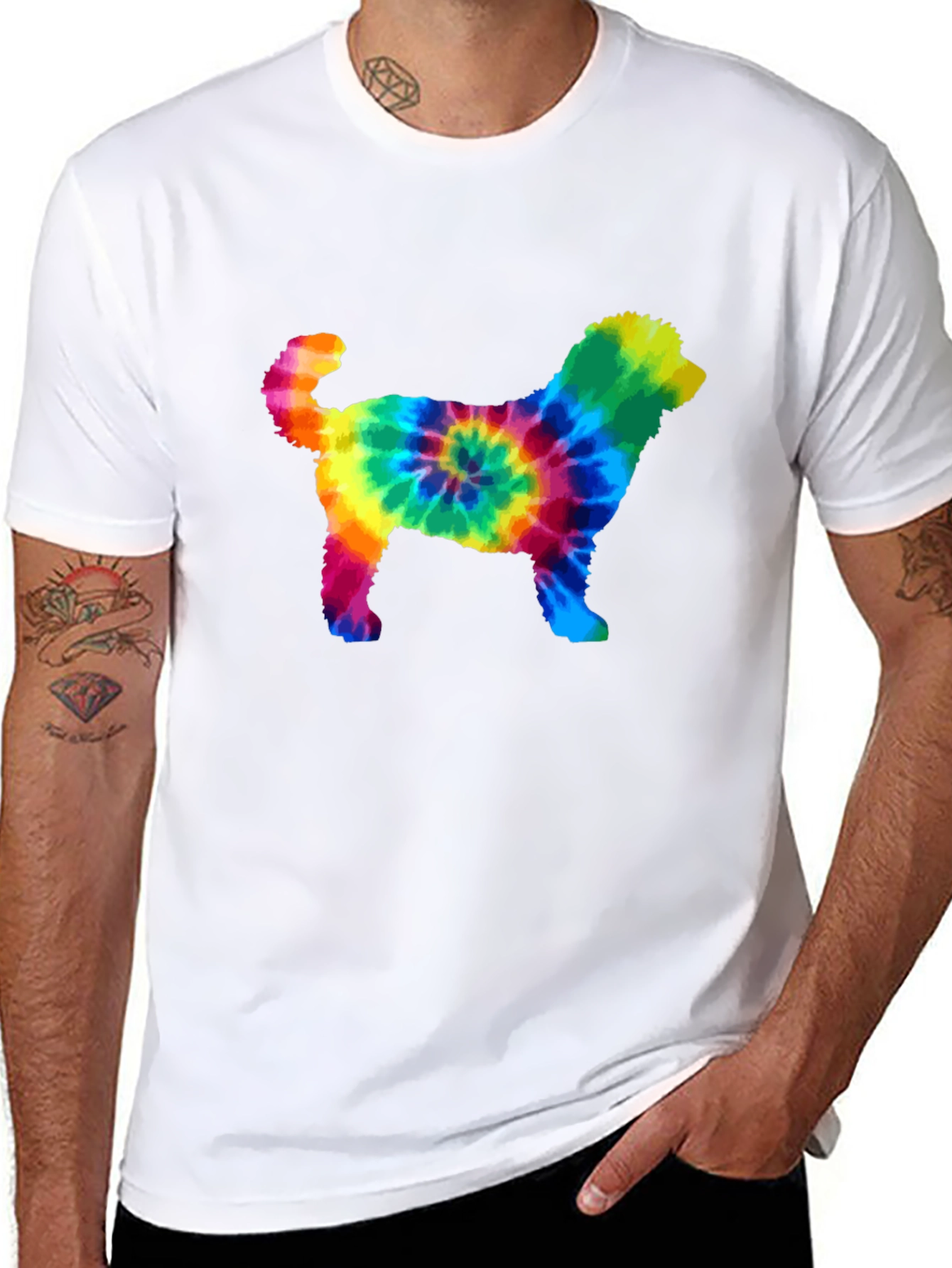 Tie Dye Dog Silhouette Graphic Tee