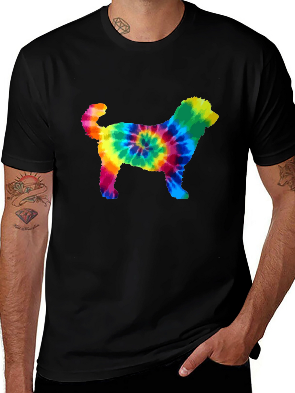 Tie Dye Dog Silhouette Graphic Tee