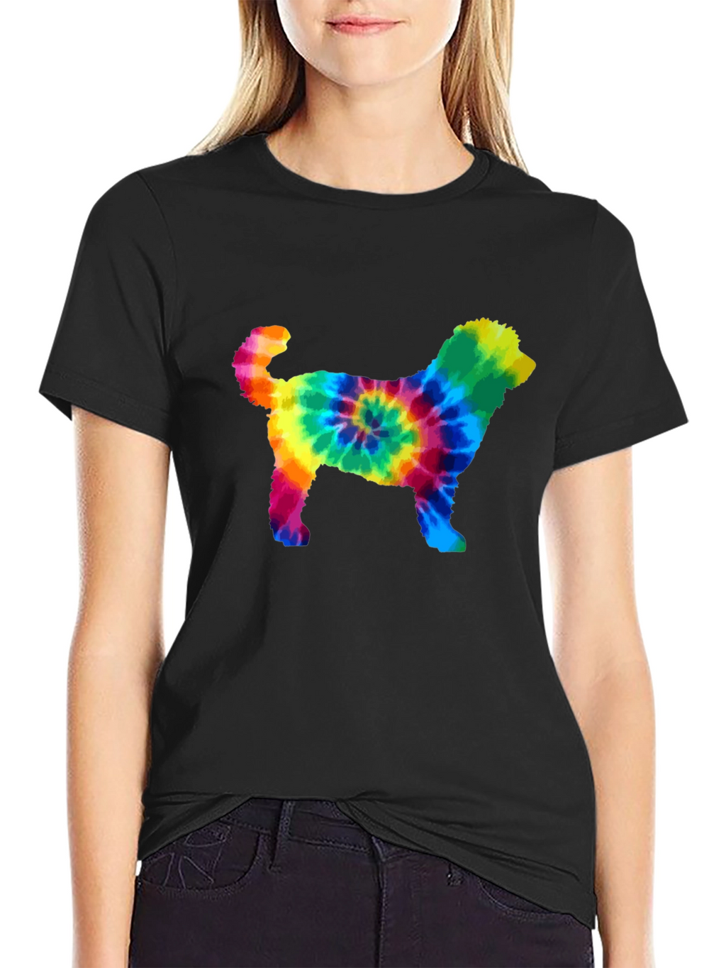 Tie Dye Dog Silhouette Graphic Tee