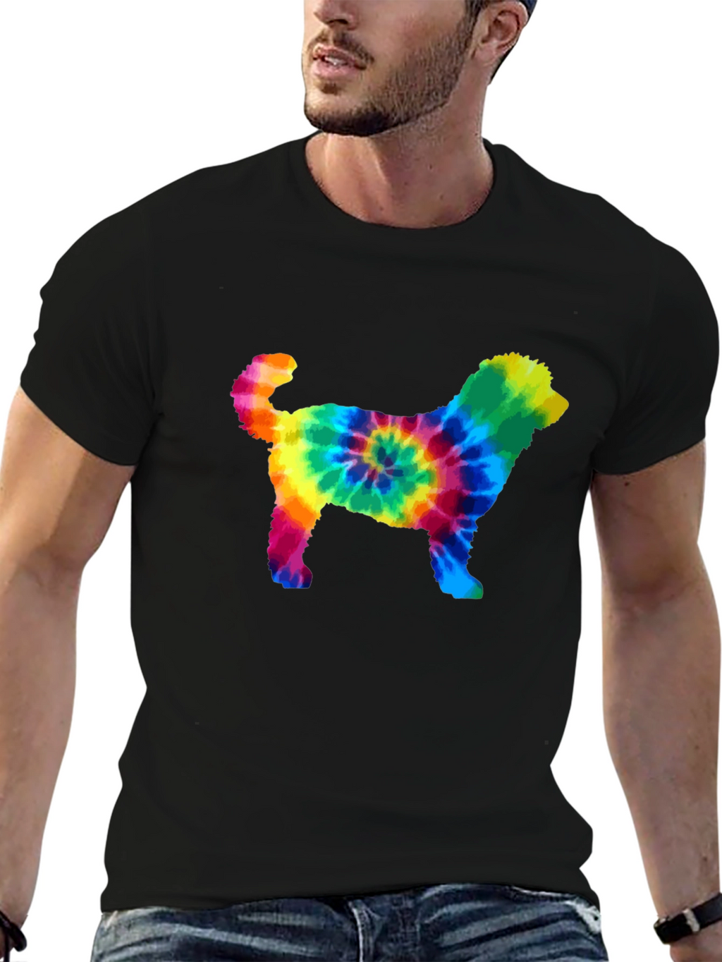 Tie Dye Dog Silhouette Graphic Tee
