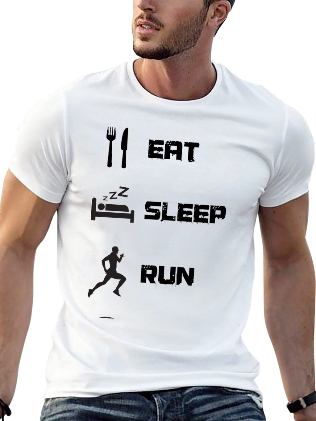 Eat Sleep Run Black Graphic Tee Shirt
