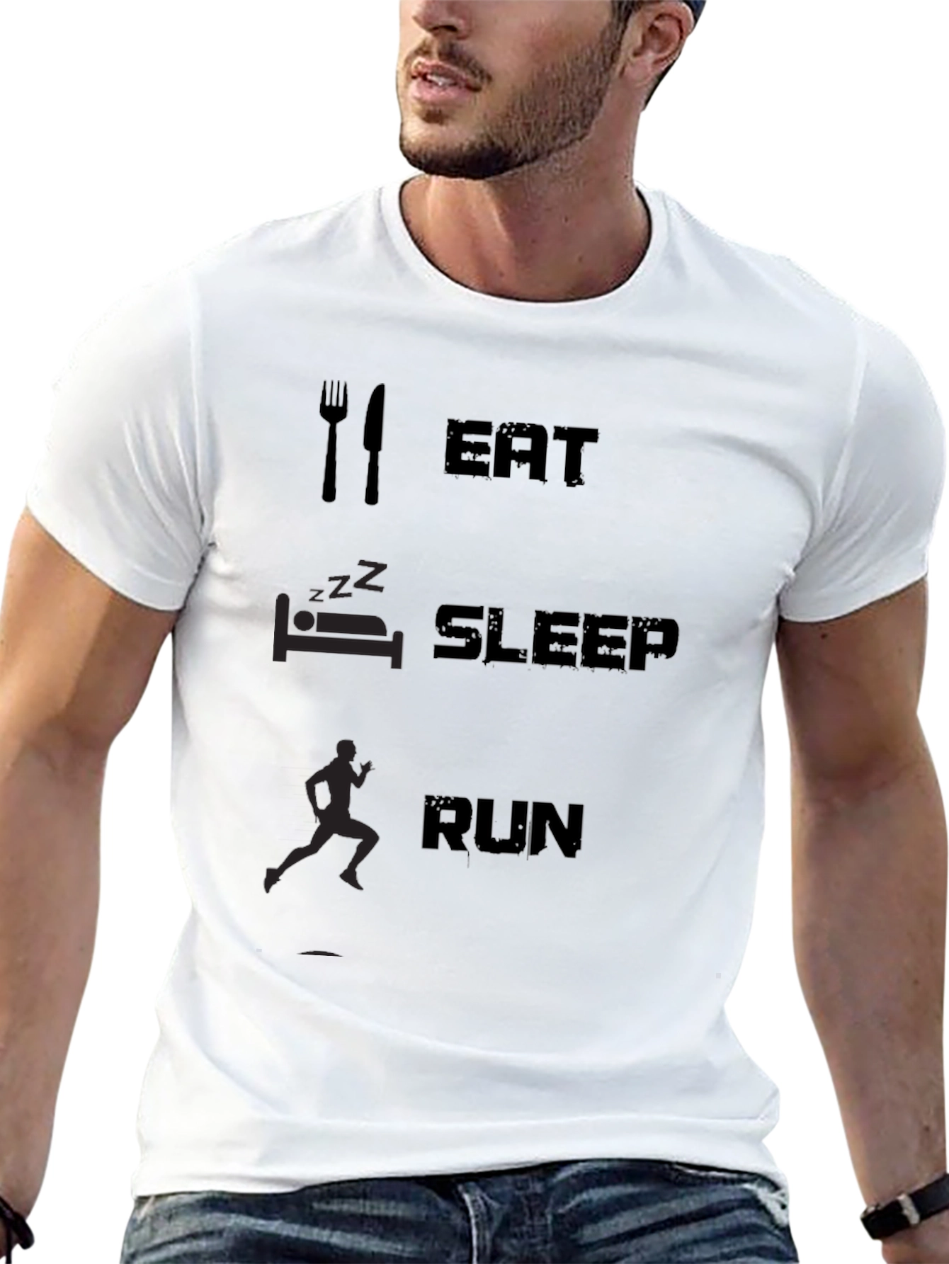 Eat Sleep Run Black Graphic Tee Shirt