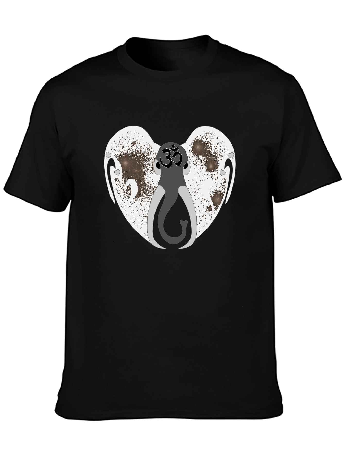 Om Elephant Heart Graphic Tee - Black Cotton Blend Shirt