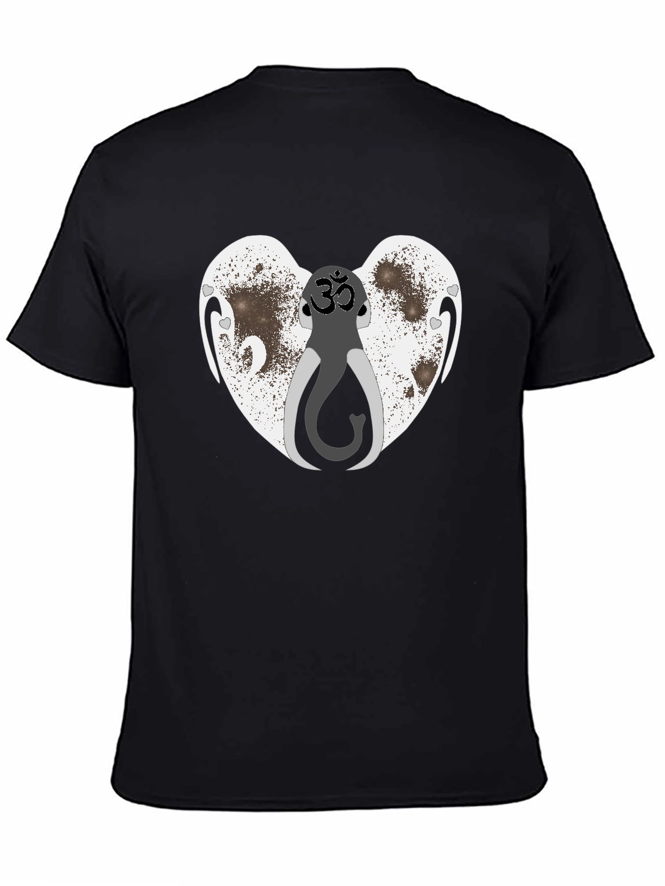 Om Elephant Heart Graphic Tee - Black Cotton Blend Shirt
