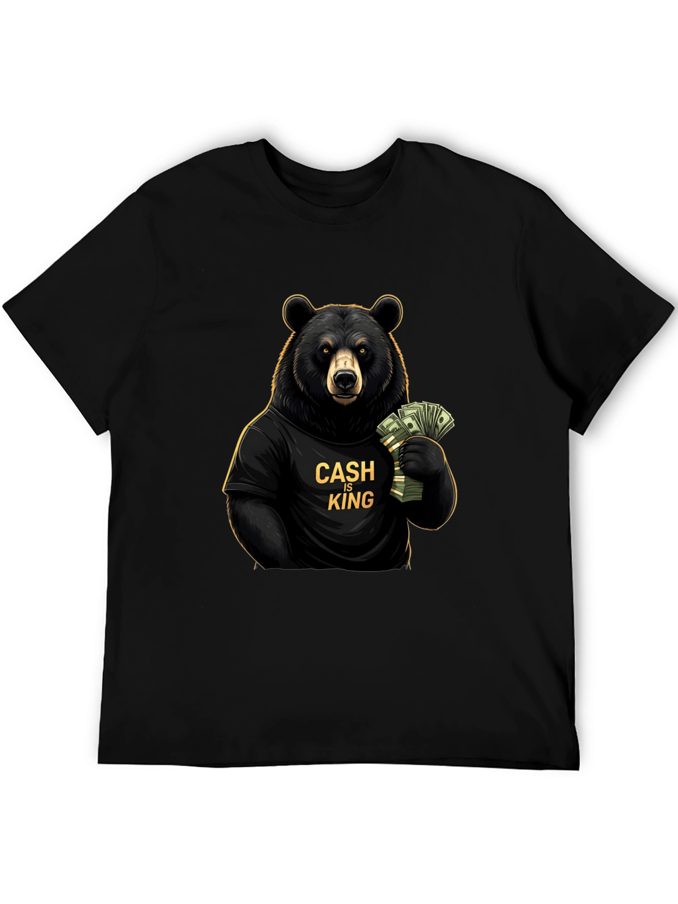Cash is King Bear Graphic Tee - Black